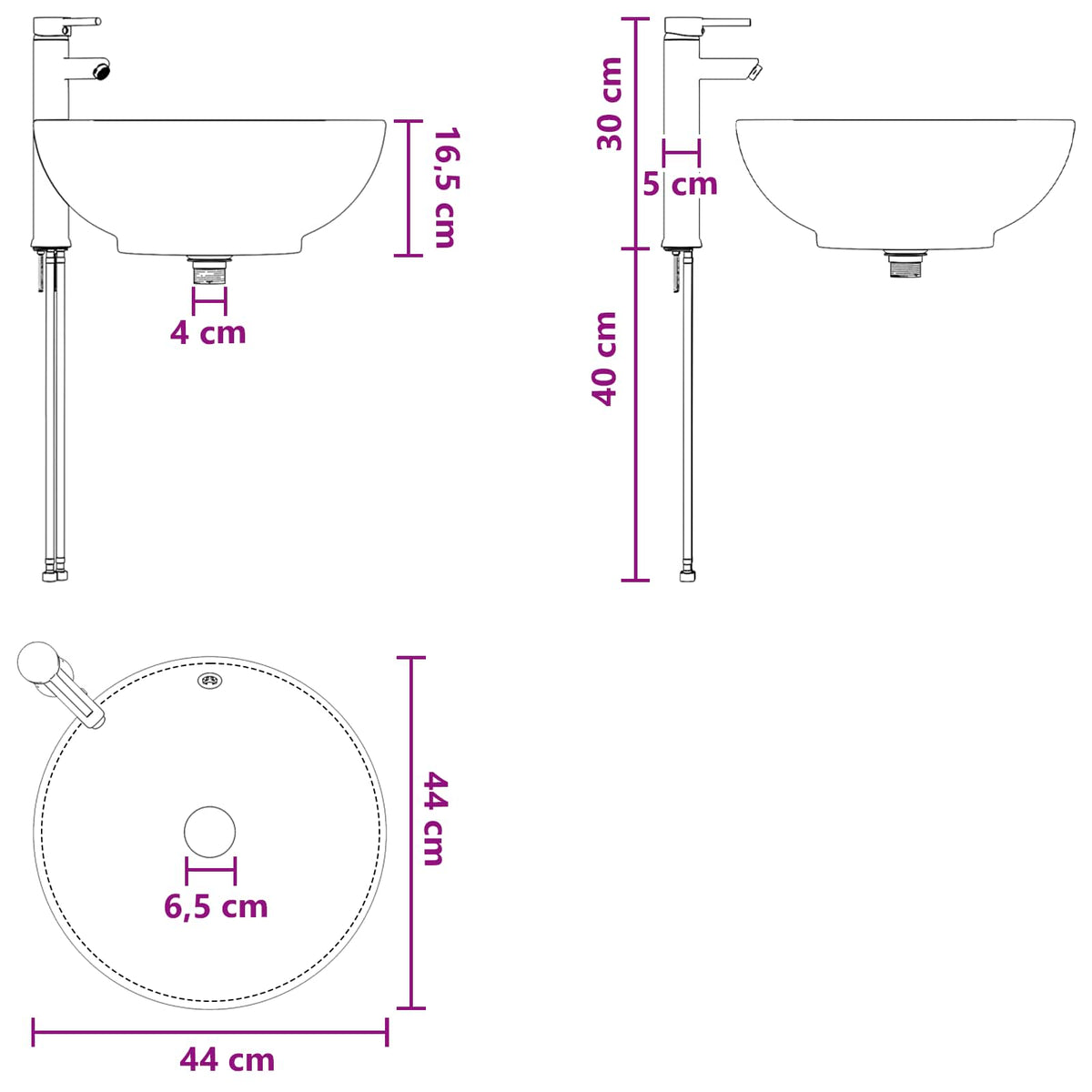 Umivaonik s policom Siva Sonoma 49,5 x 44,5 x 65 cm