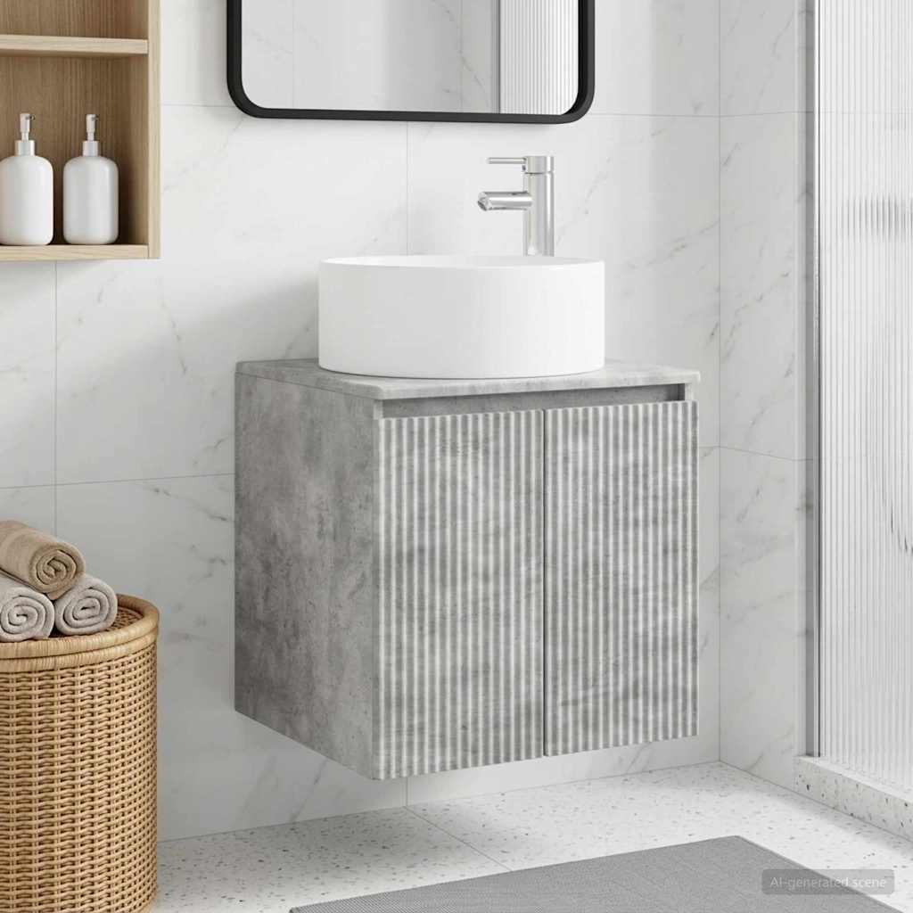 Umivaonik s policom za zid Betonska siva 49,5 x 44,5 x 65,5 cm
