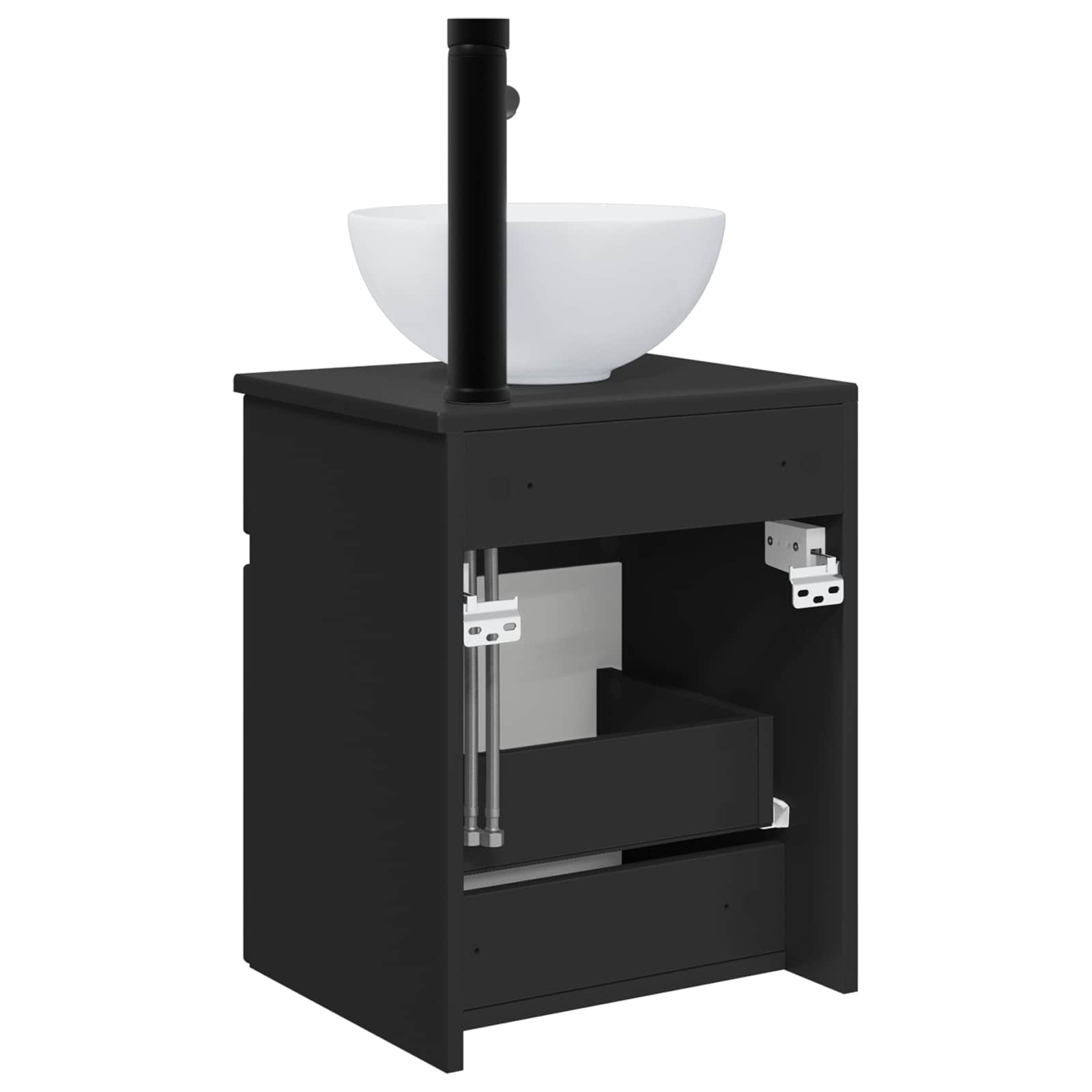Umivaonik s policom za zid Crna 39 x 35 x 63 cm