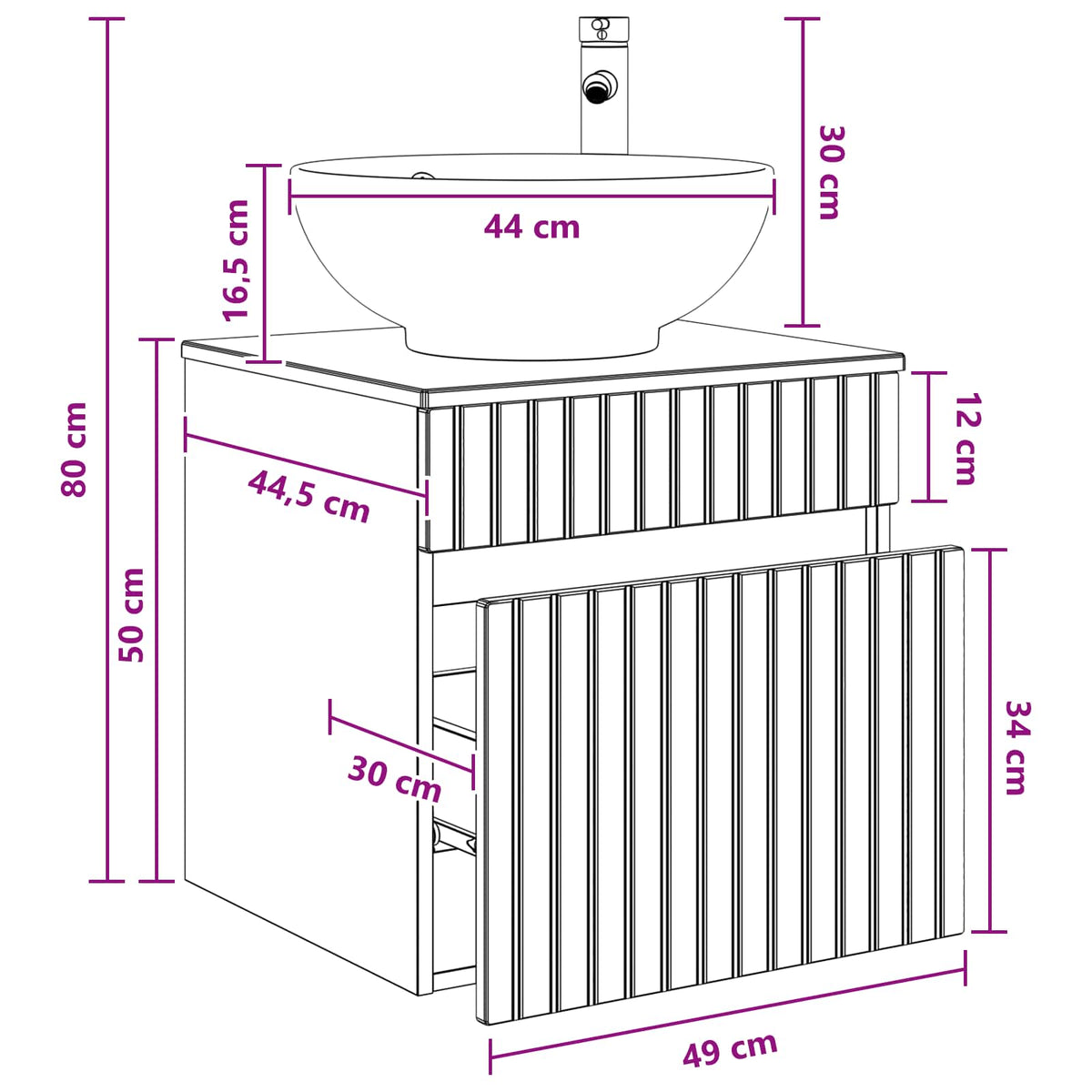 Umivaonik s policom za zid Dimljeni hrast 49 x 44,5 x 66,5 cm