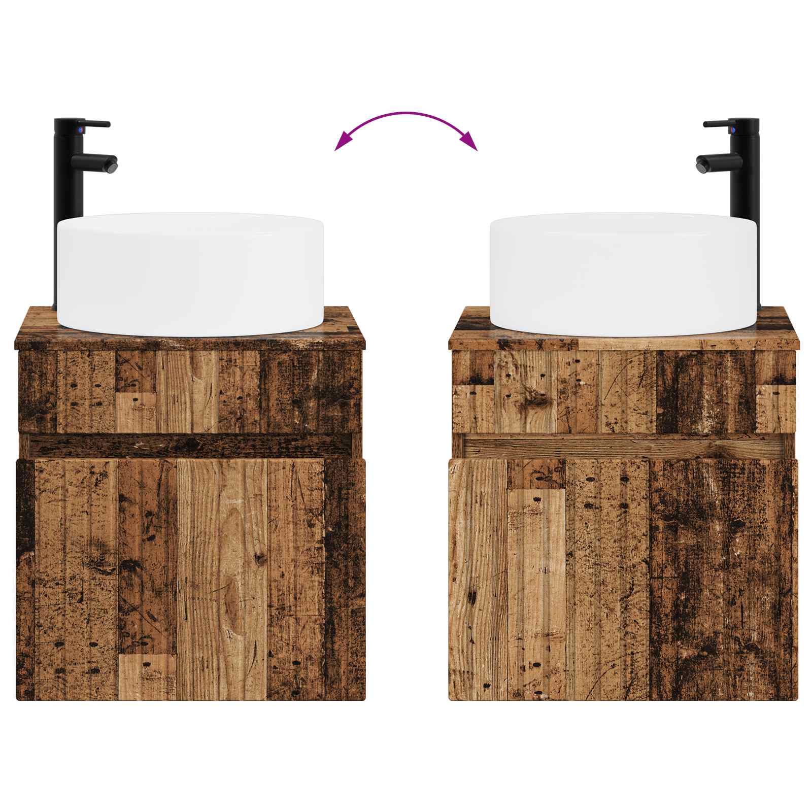 Umivaonik s policom za zid Staro drvo 49 x 44,5 x 65,5 cm