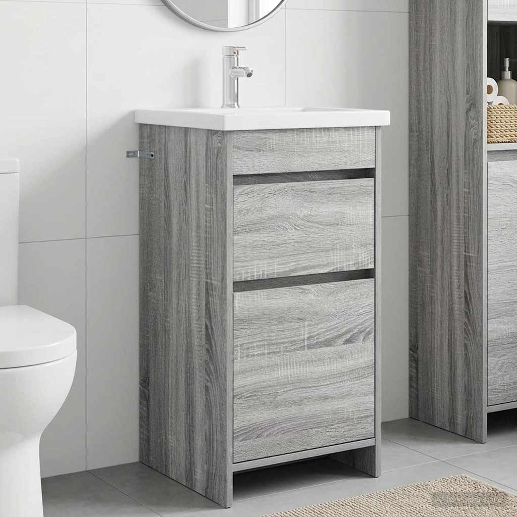 Kupaonski umivaonik s sudoperom Siva Sonoma 42 x 40 x 84,5 cm