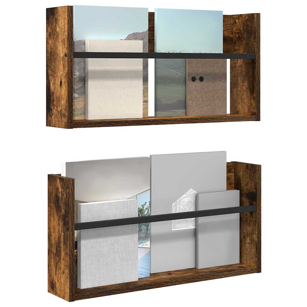 Polica za časopise Zidne 2 pcs Dimljeni hrast 60 x 12 x 30 cm