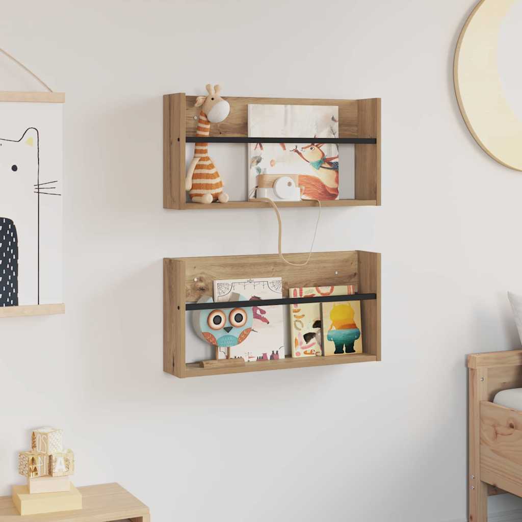 Polica za časopise Zidne 2 pcs Umjetnički hrast 60 x 12 x 30 cm