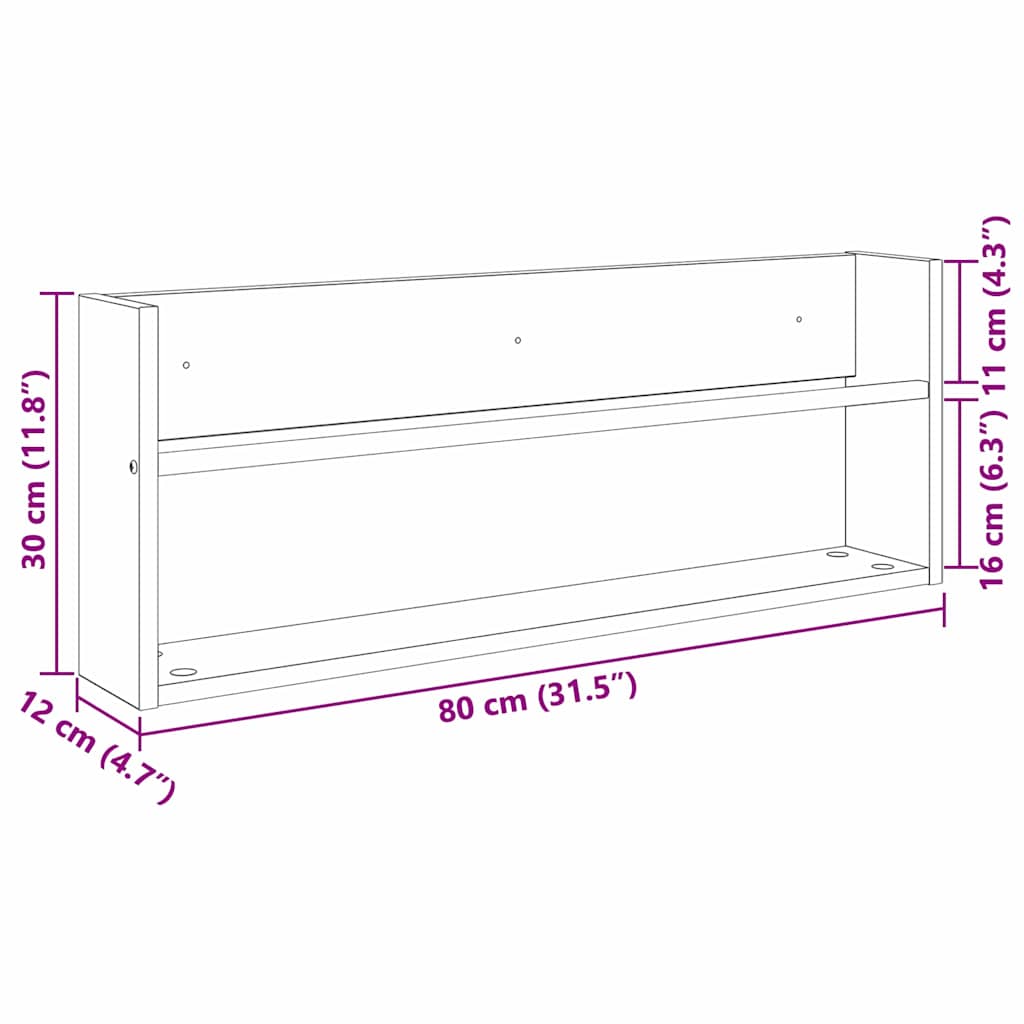 Polica za časopise Crni hrast 80 x 12 x 30 cm Konstruirano drvo