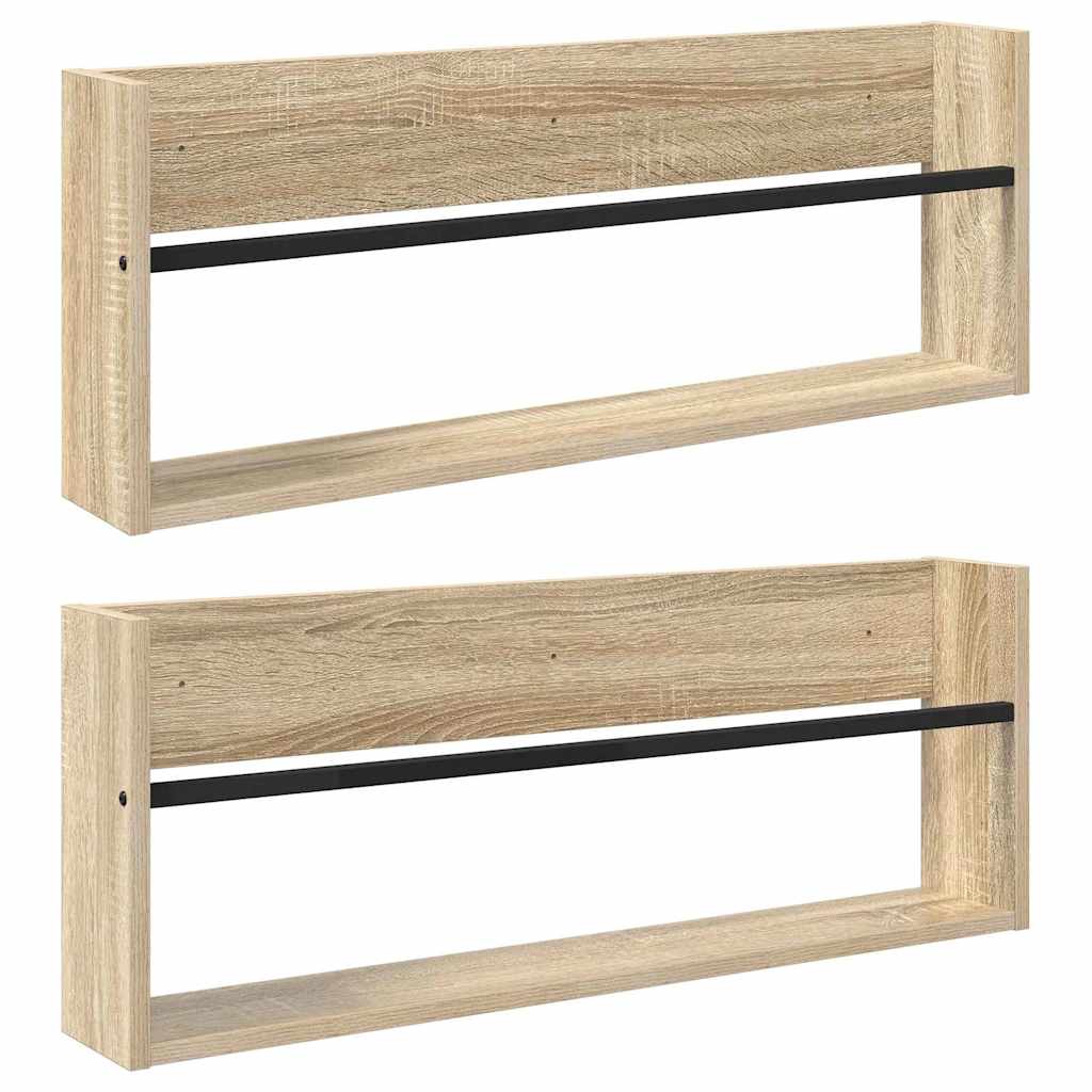 Polica za časopise s policom 2 pcs Sonoma hrast 80 x 12 x 30 cm