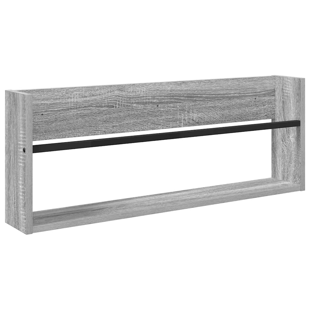 Polica za časopise s policom 2 pcs Siva Sonoma 80 x 12 x 30 cm