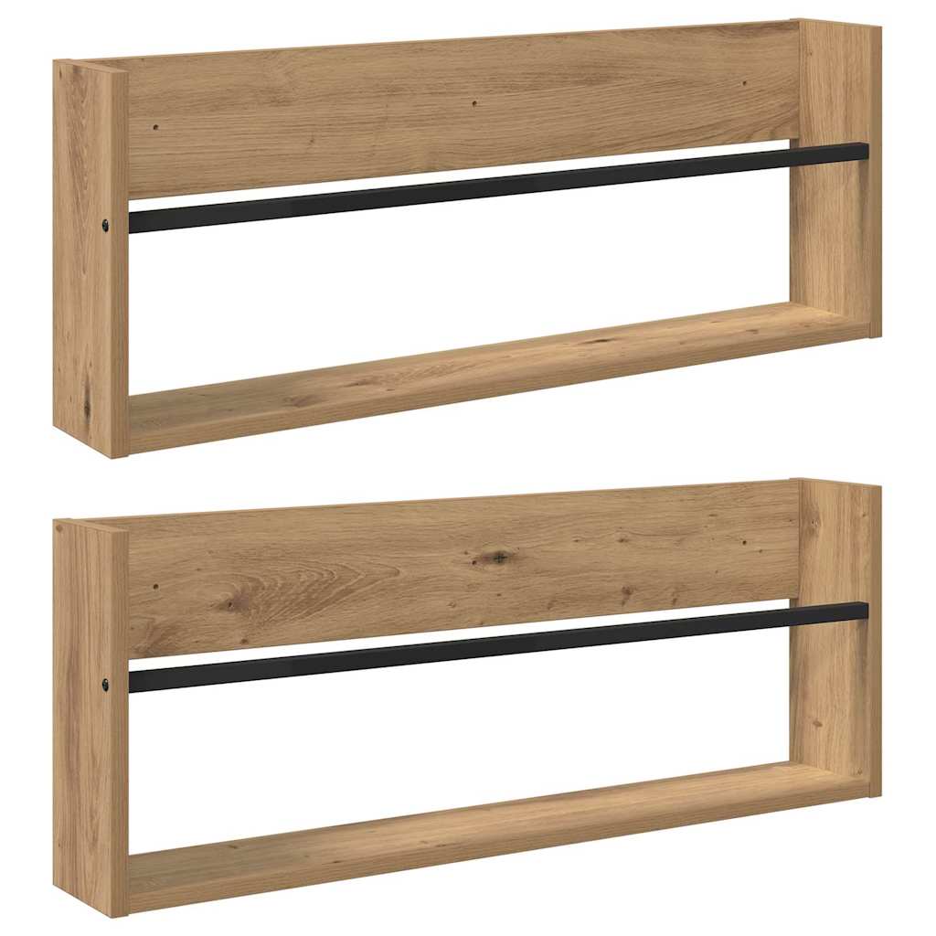Polica za časopise Zidne 2 pcs Umjetnički hrast 80 x 12 x 30 cm