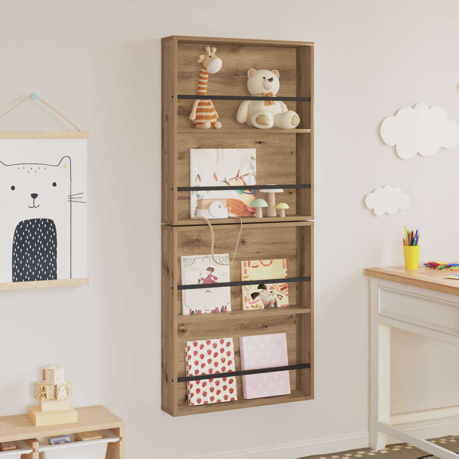 Polica za časopise Zidne 2 pcs Umjetnički hrast 60 x 12 x 70 cm