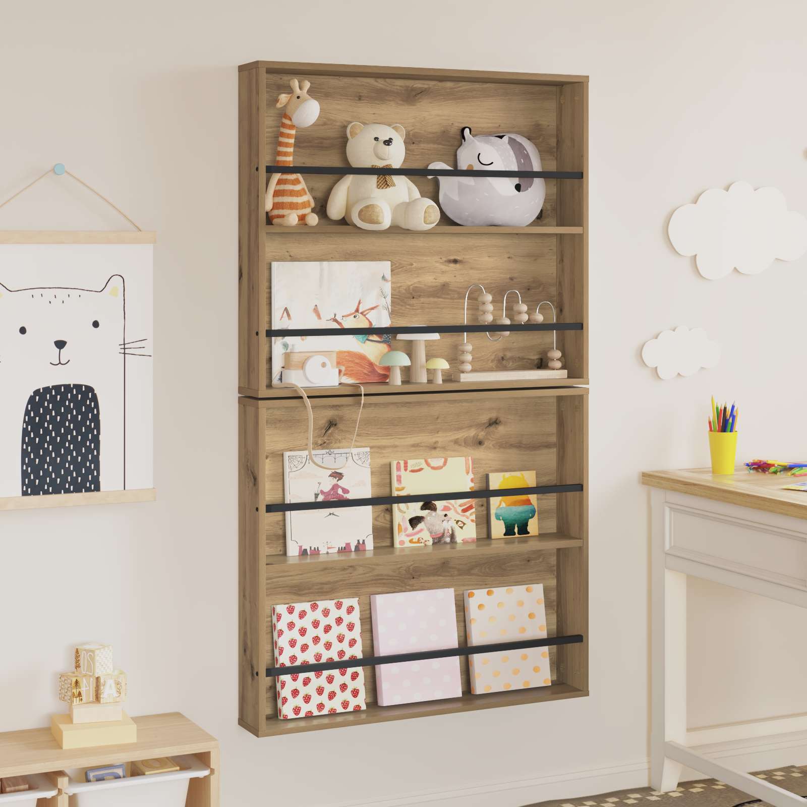Polica za časopise Zidne 2 pcs Umjetnički hrast 80 x 12 x 70 cm
