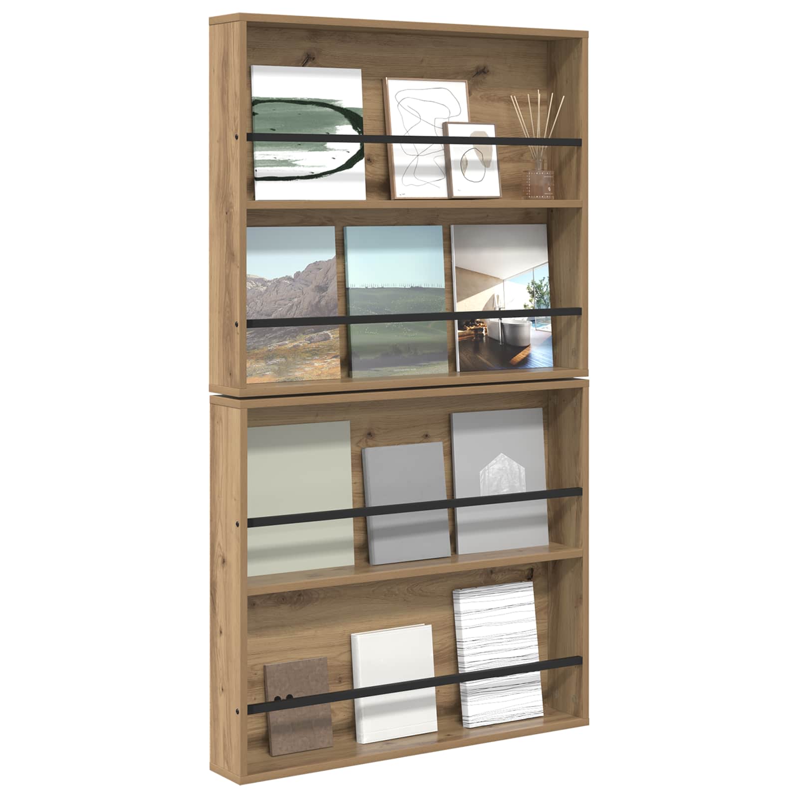Polica za časopise Zidne 2 pcs Umjetnički hrast 80 x 12 x 70 cm