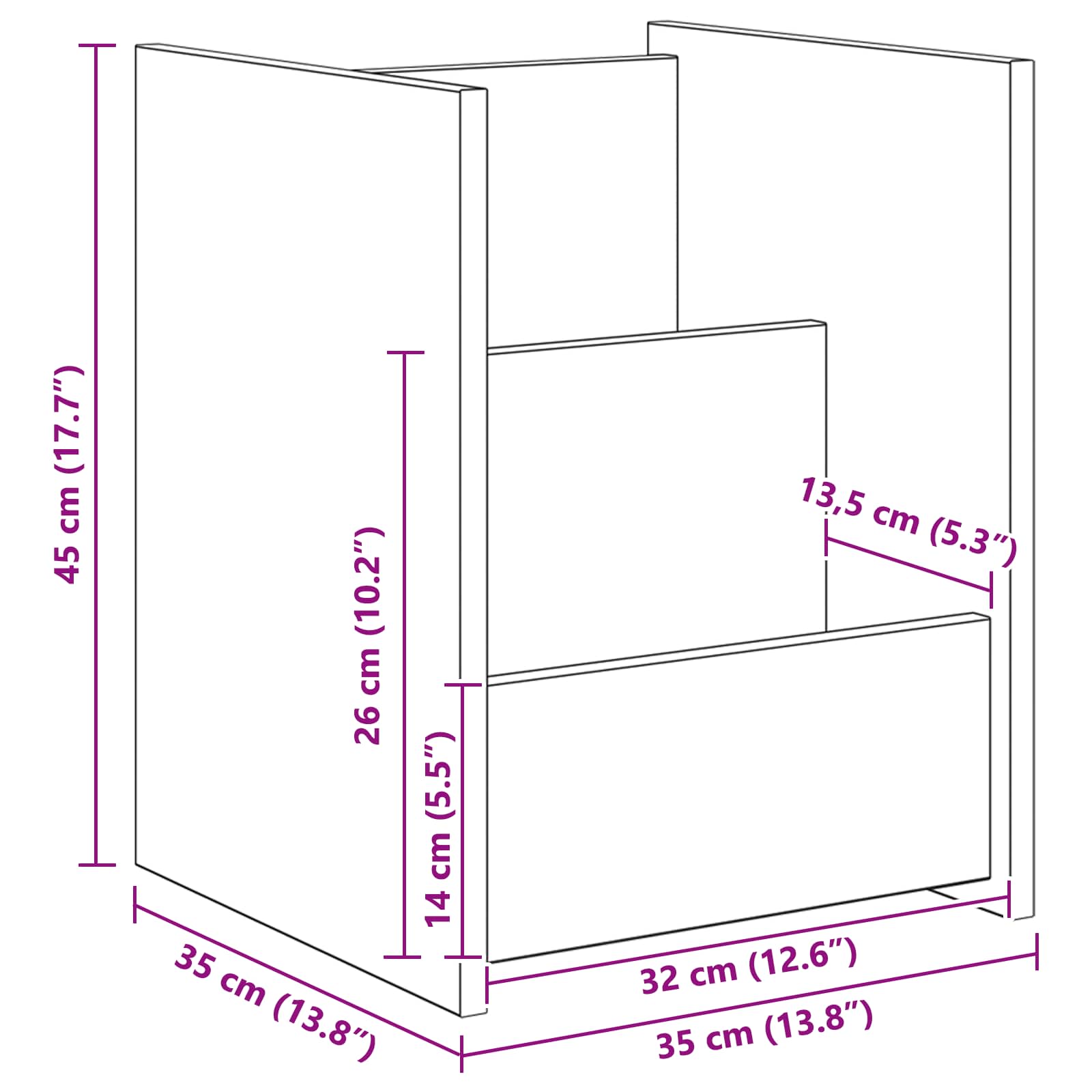 Polica za časopise s policom Umjetnički hrast 35 x 35 x 45 cm