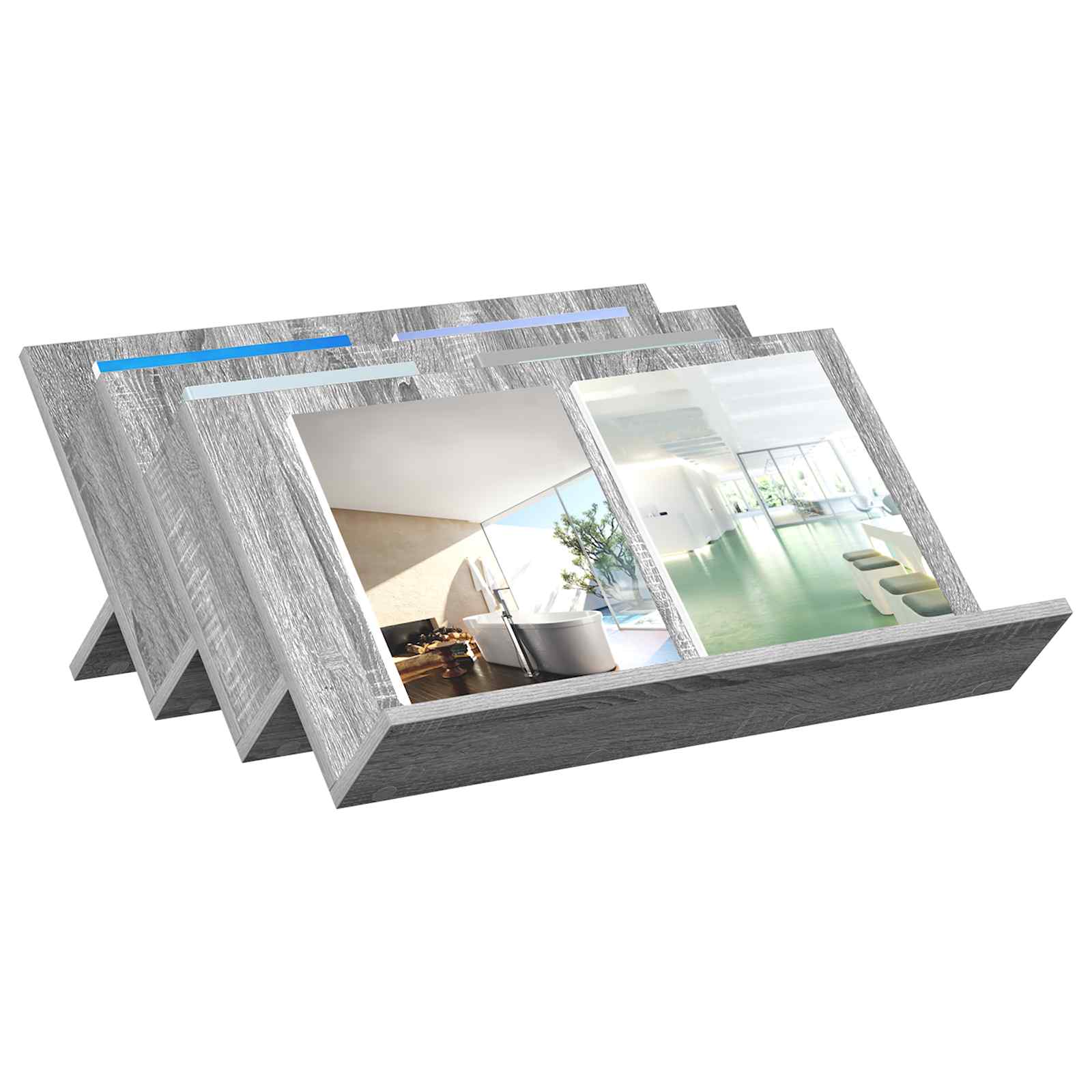 Polica za časopise s policom Siva Sonoma 65 x 53 x 28,5 cm