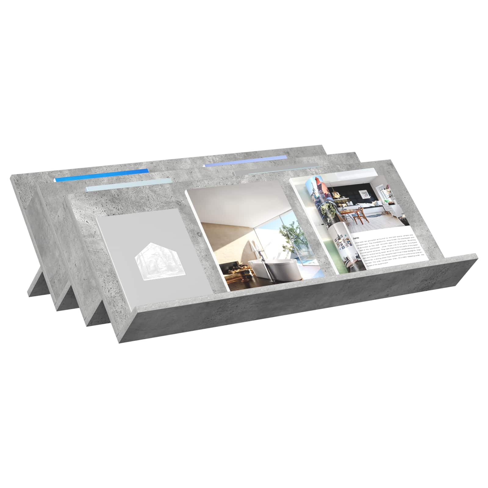 Polica za časopise s policom Betonska siva 90 x 53 x 28,5 cm