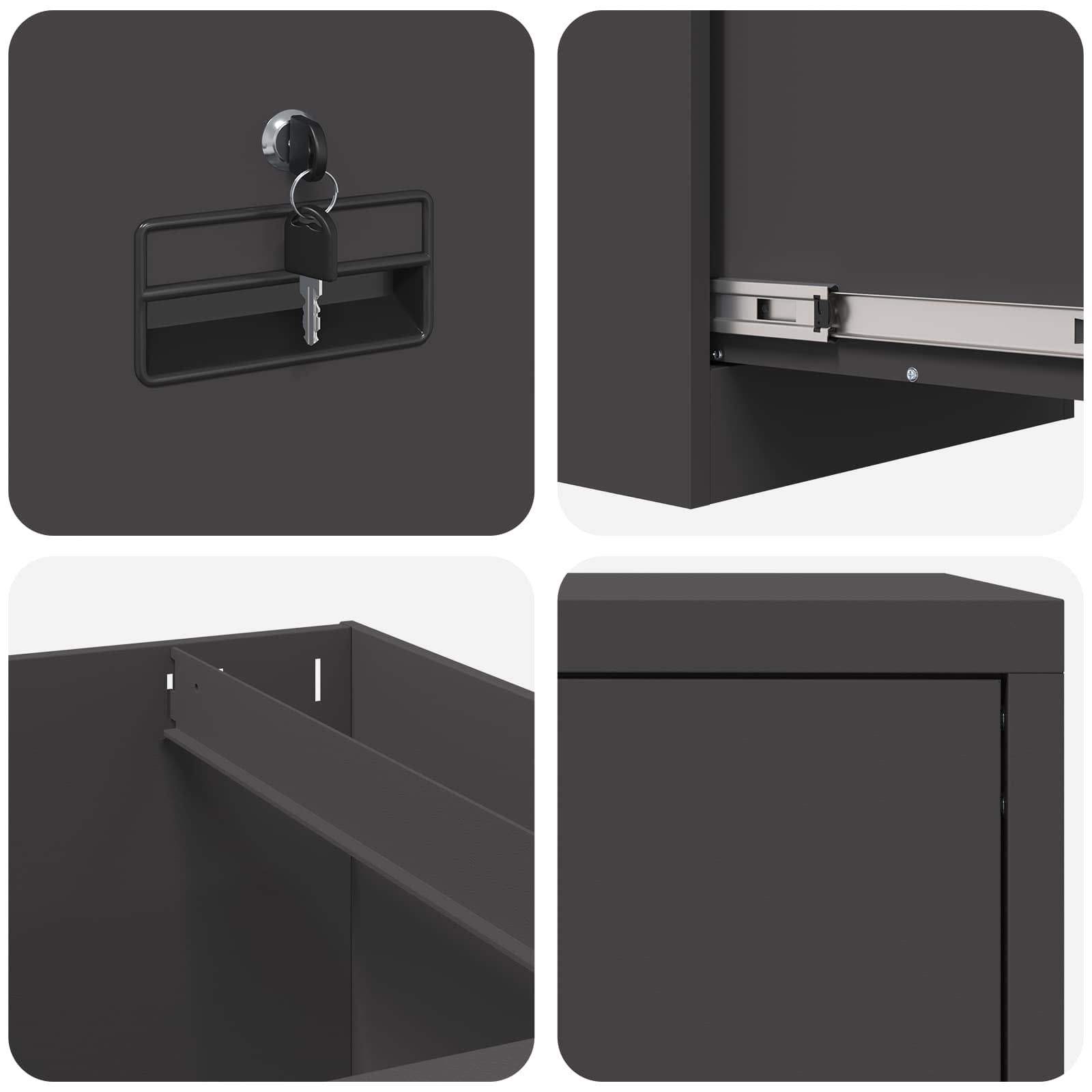 Kabinet za datoteke s ladicama 2 pcs Crna 44 x 50 x 139 cm