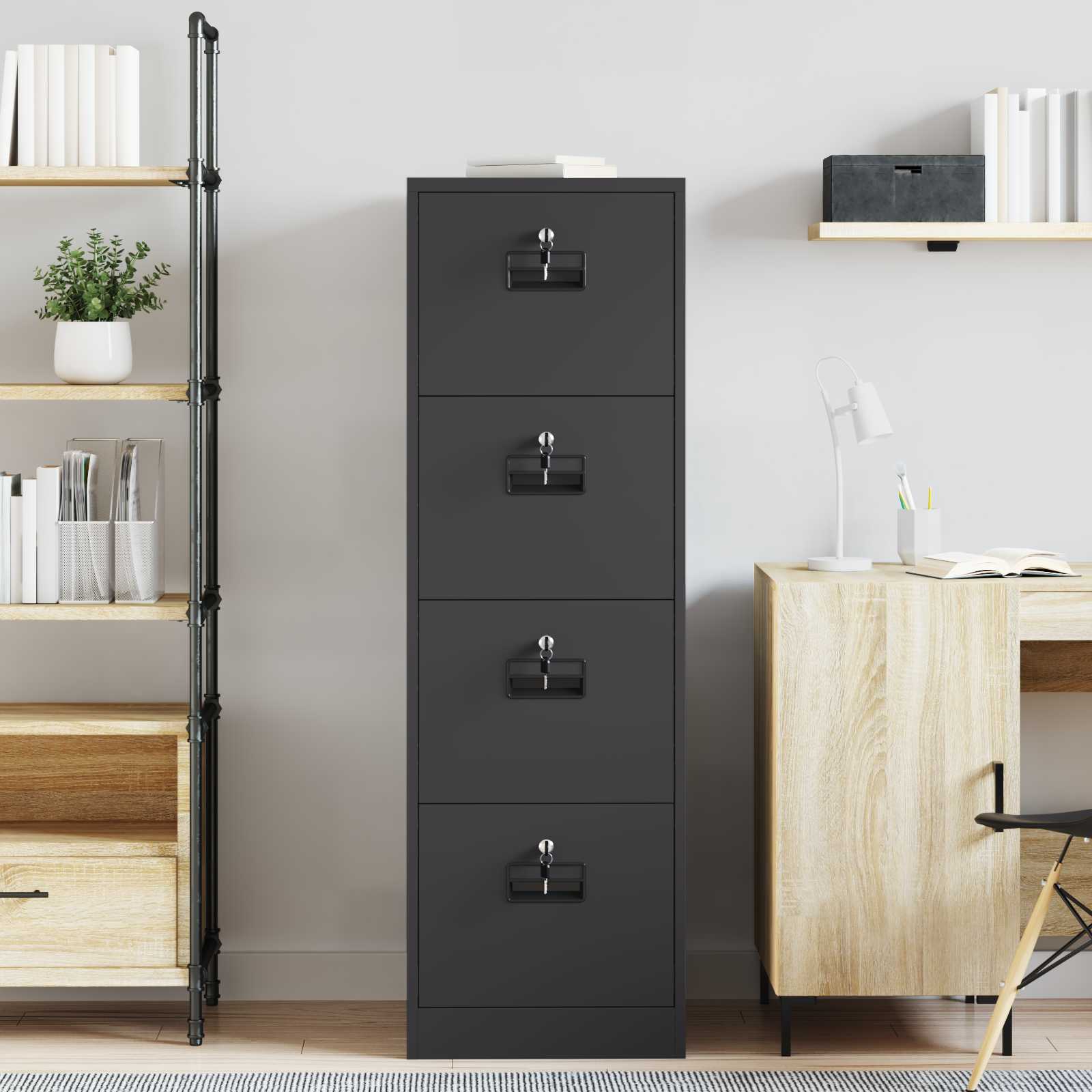 Kabinet za datoteke s ladicama 2 pcs Crna 44 x 50 x 139 cm