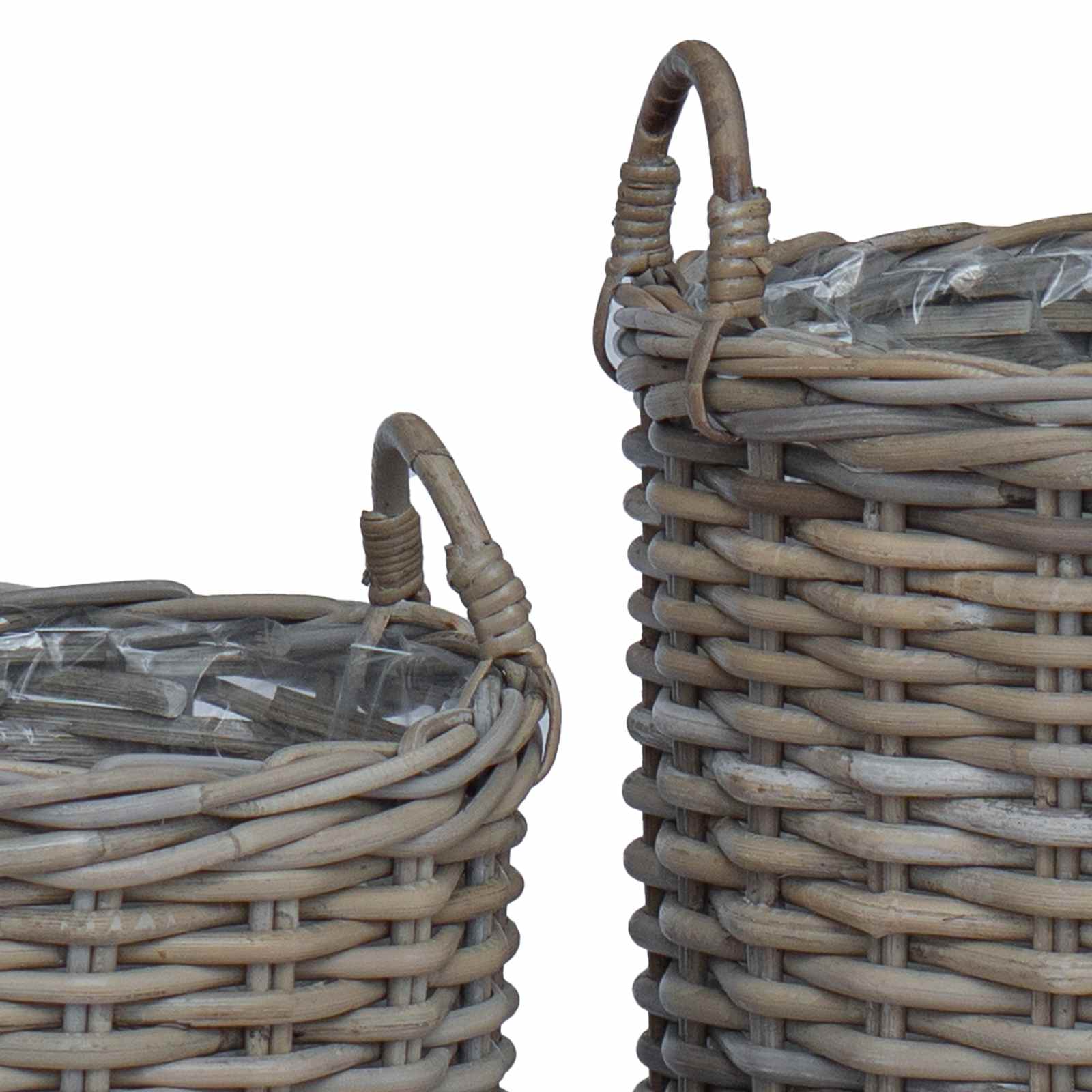 Vazon koš s pohranom 2 pcs Siva Lacak ratan