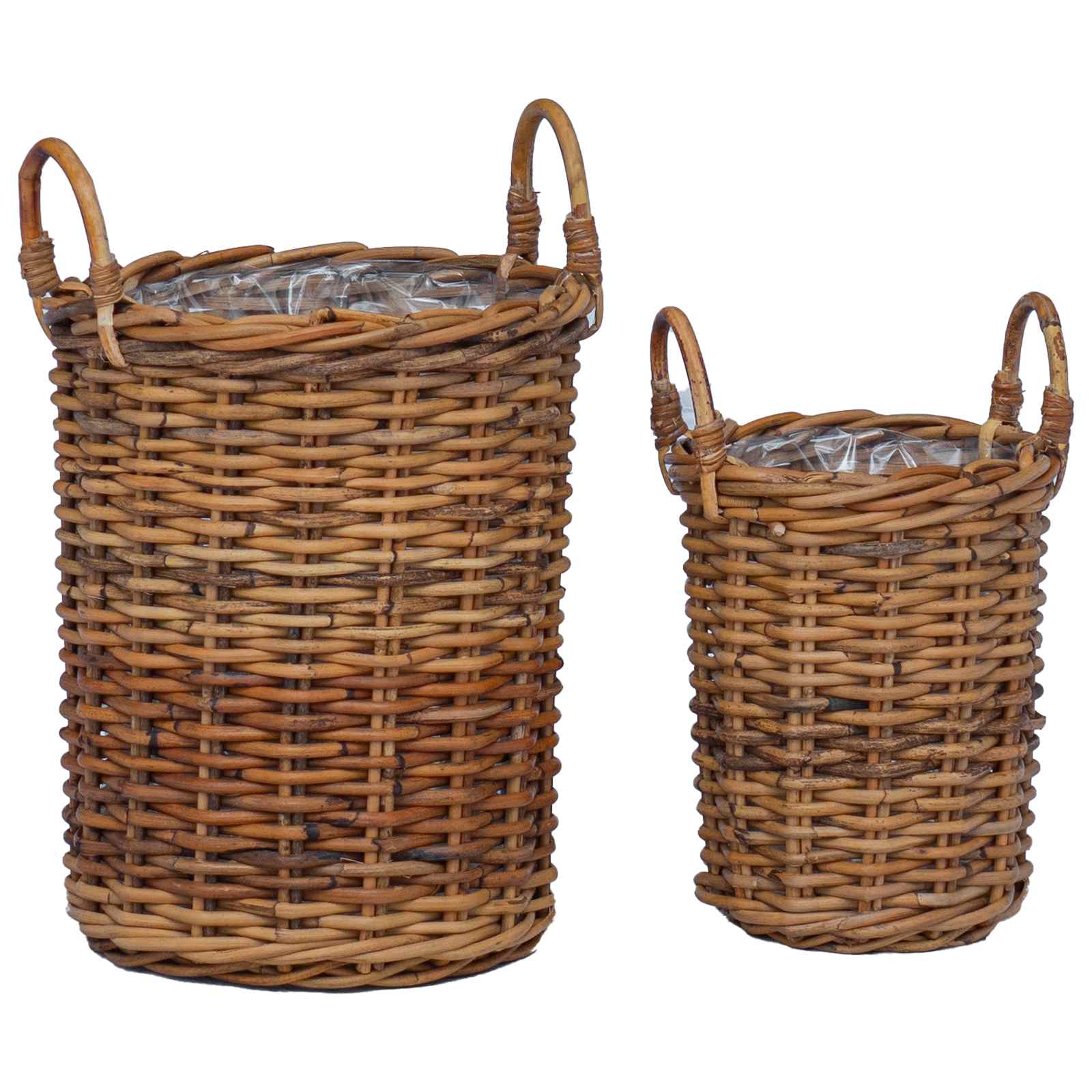 Košara za saksije s pohranom 2 pcs Smeđa Kubu Ratan
