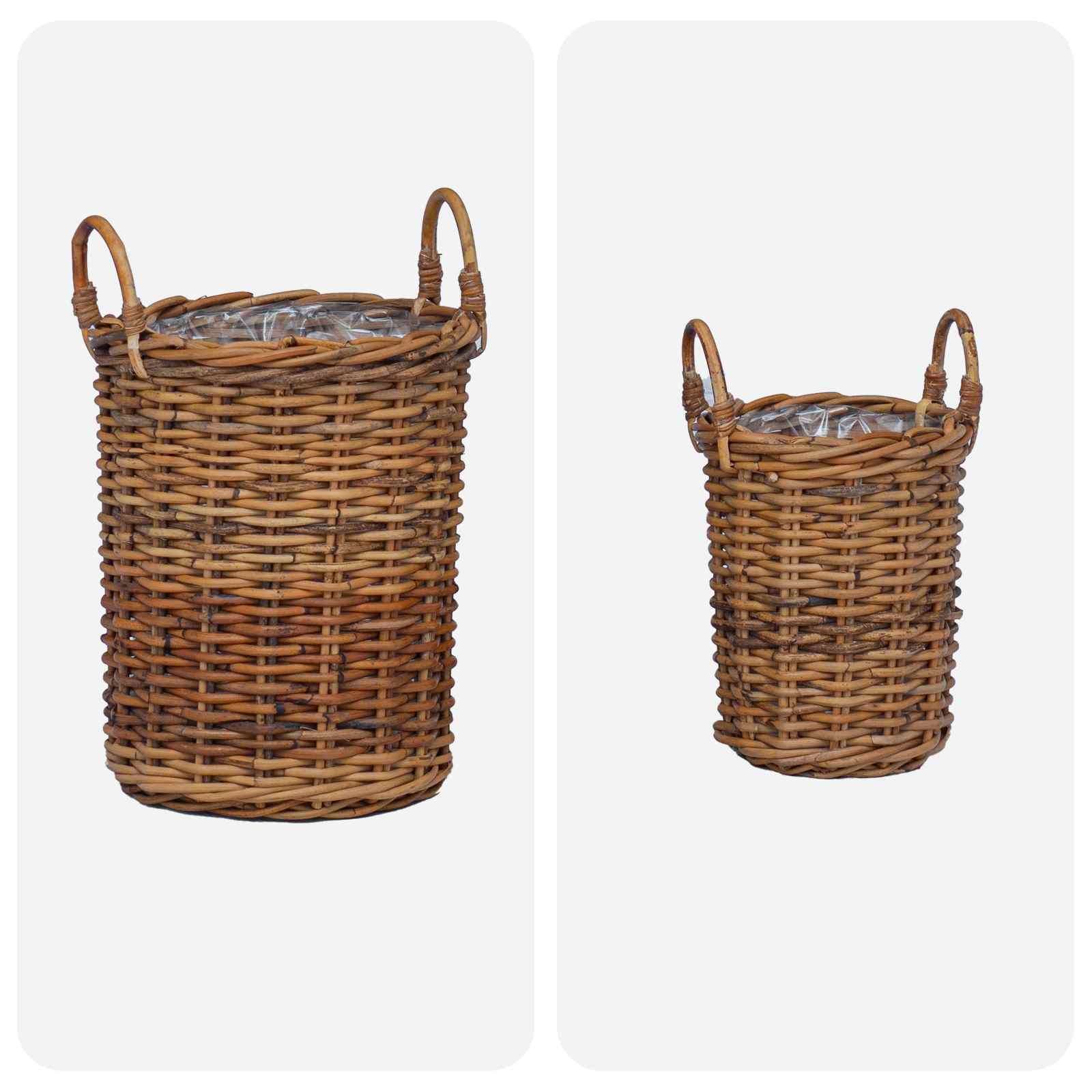 Košara za saksije s pohranom 2 pcs Smeđa Kubu Ratan
