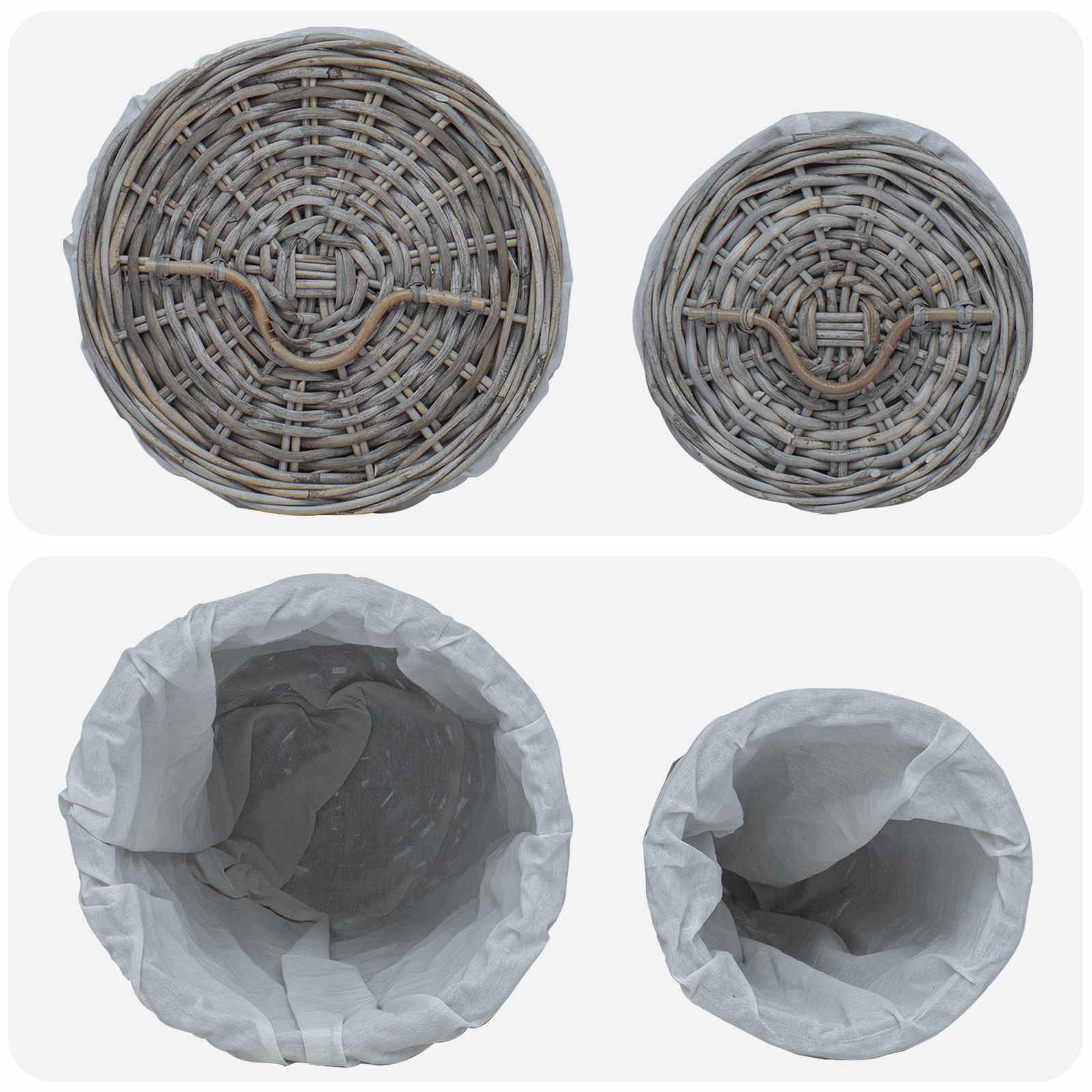 Kanta za rublje s poklopcem 2 pcs Kubu siva Kubu Ratan