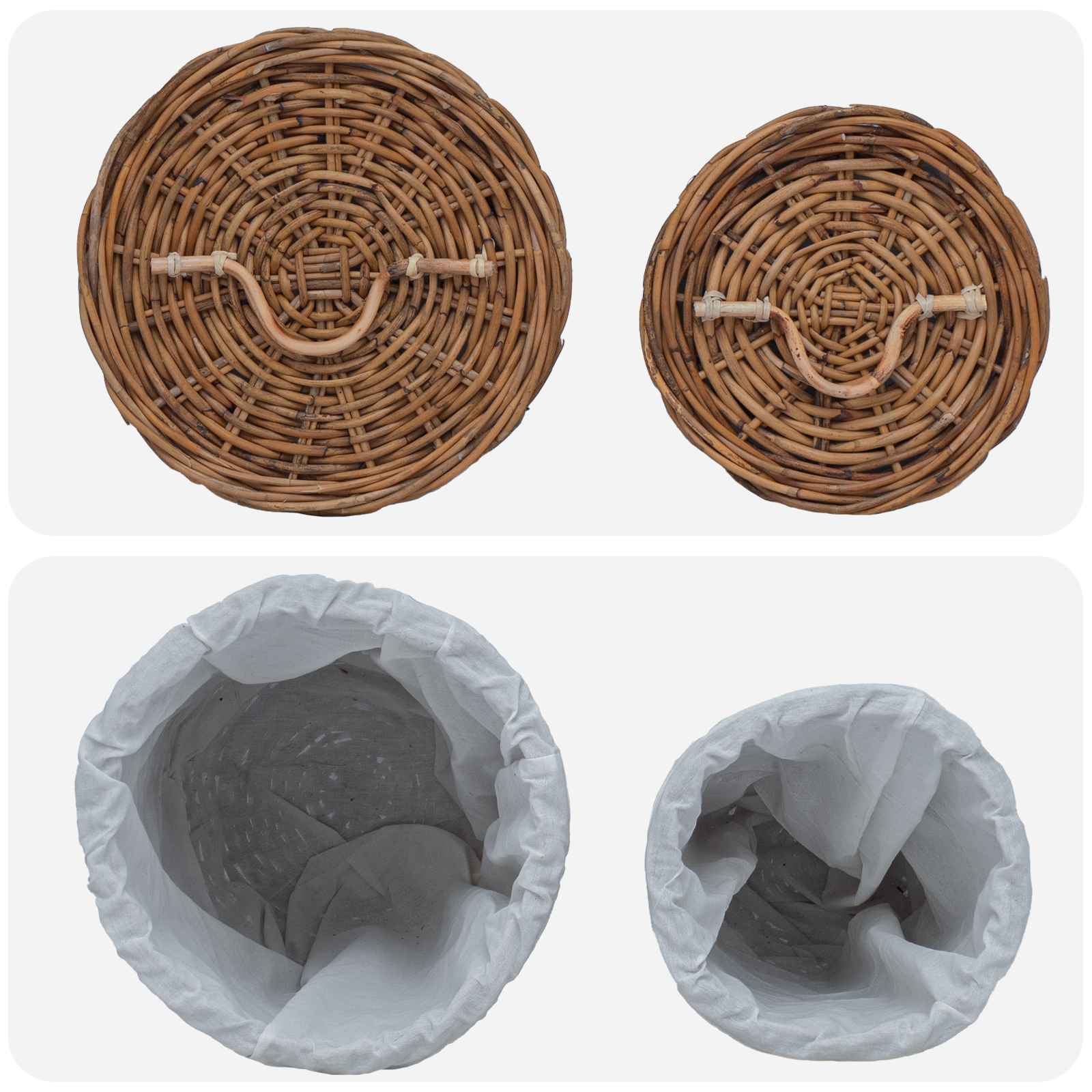 Košarica za rublje 2 pcs Smeđa Kubu Ratan