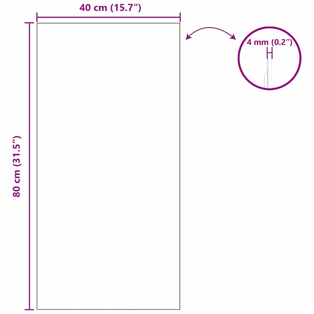 Zidno ogledalo Pravokutni 40 x 80 cm Staklo otporno na udarce