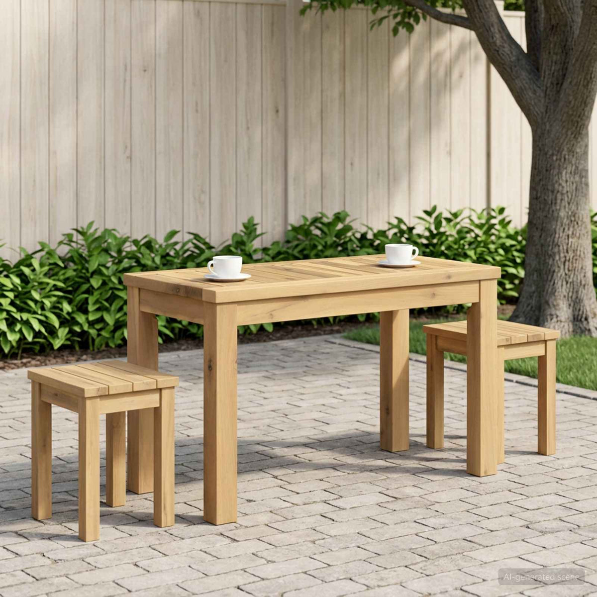 Stolić za kavu Bijela 60,5 x 30 x 36 cm Čvrsto drvo akacije