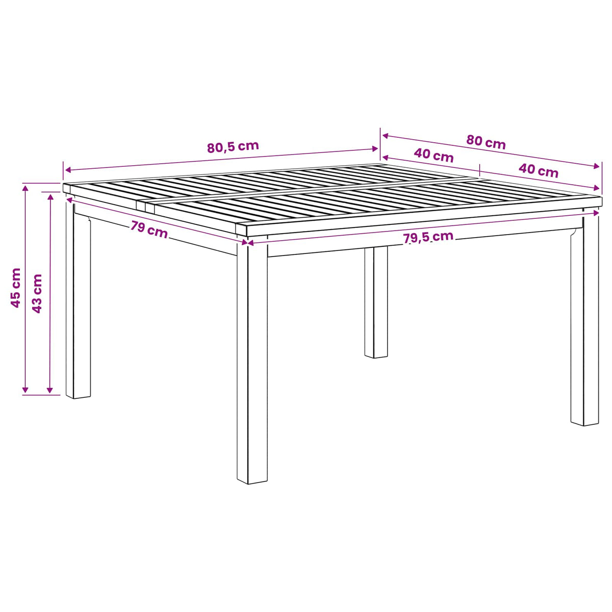Stolić za kavu Bijela 80 x 80,5 x 45 cm Čvrsto drvo akacije