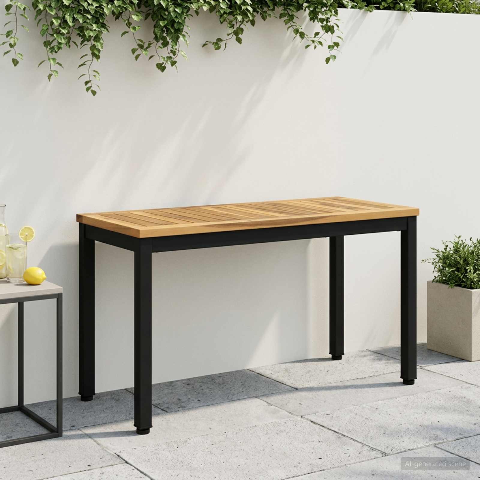 Vrtna klupa 80,5 x 35 x 45 cm Čvrsto drvo akacije Bijela i crna