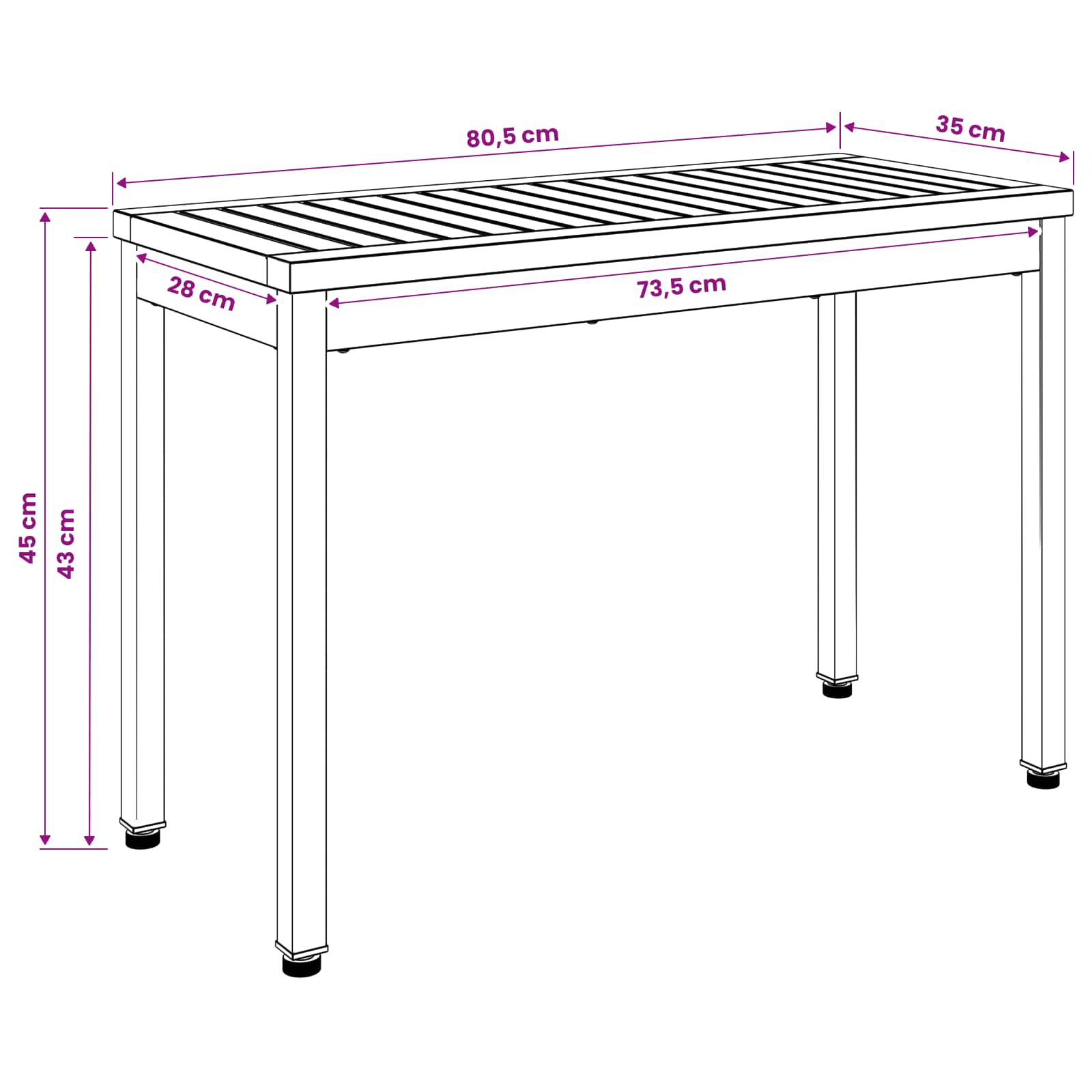 Vrtna klupa 80,5 x 35 x 45 cm Čvrsto drvo akacije Bijela i crna
