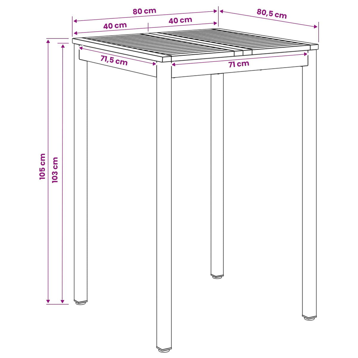 Stol za bar u vrtu Bijela i crna 80 x 80,5 x 105 cm