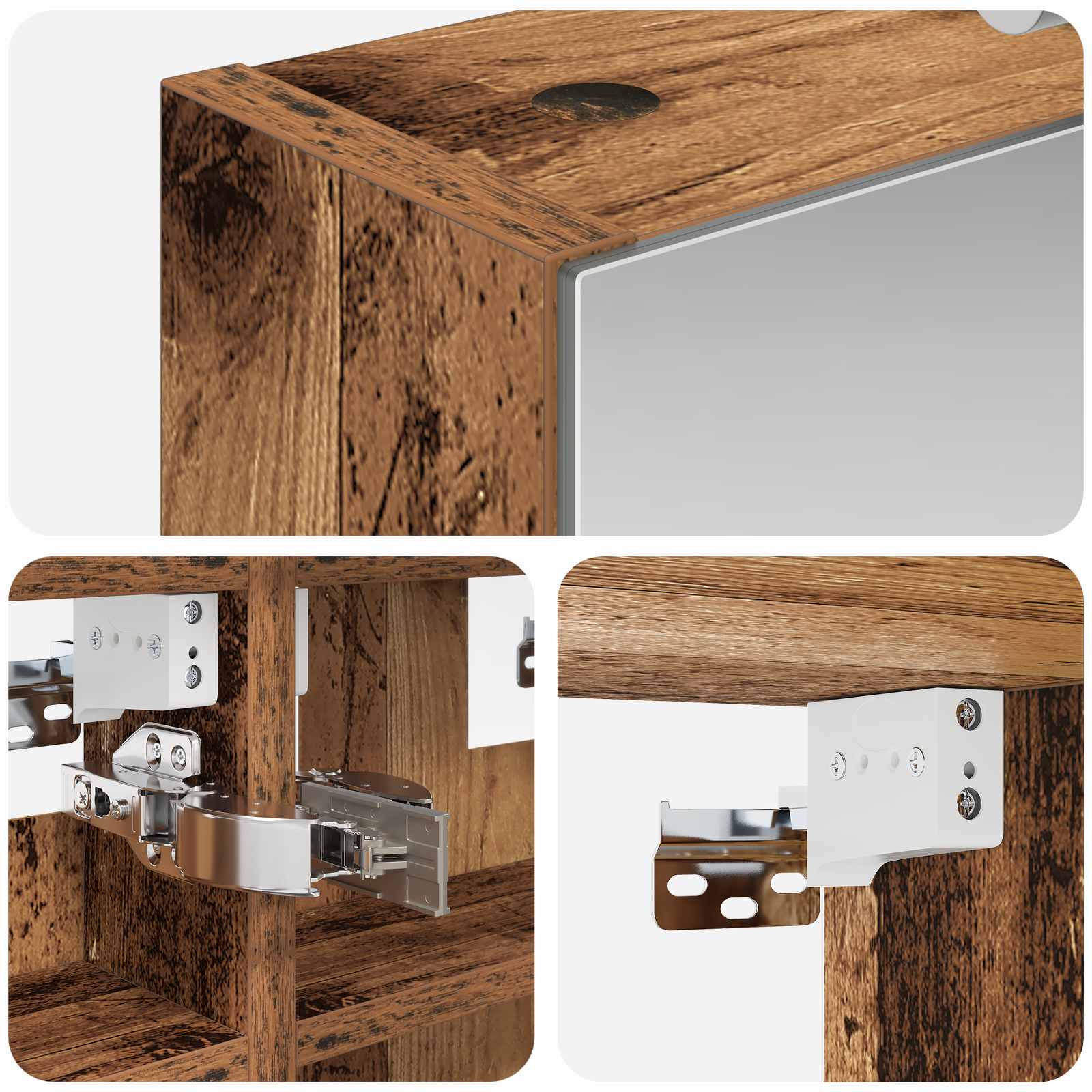 Kupaonski ormar s ogledalom Zidne Staro drvo 30 x 10,5 x 50 cm