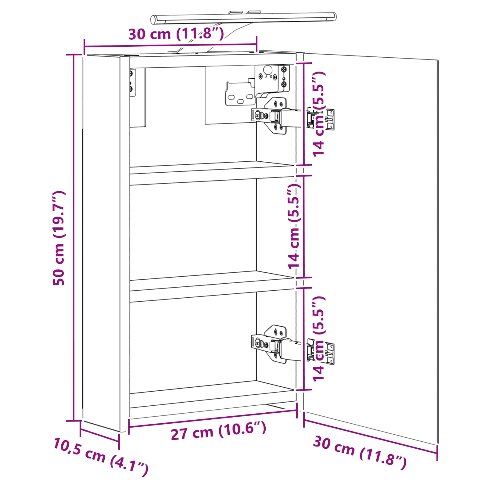 Kupaonski ormar s ogledalom Dimljeni hrast 40 x 10,5 x 60,5 cm