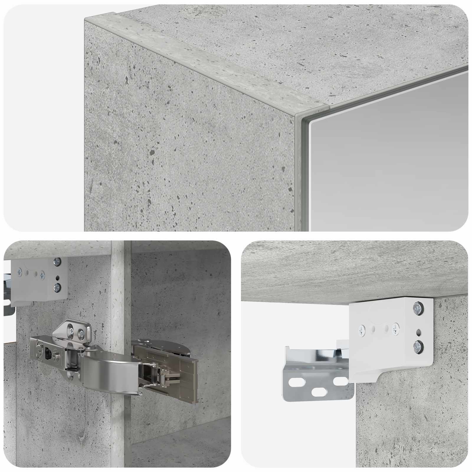 Kupaonski ormar s ogledalom Betonski sivi 50 x 14,5 x 70 cm