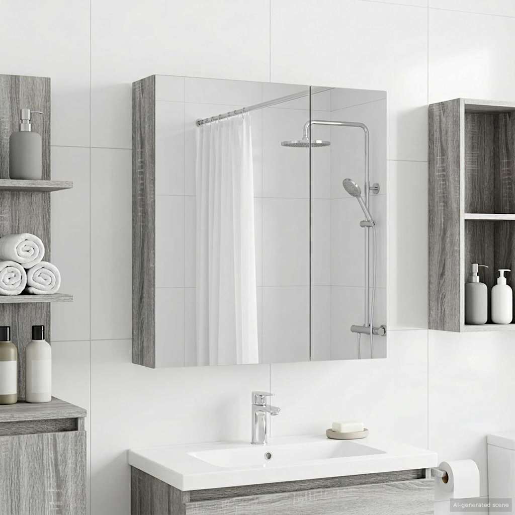 Kupaonski ormar s ogledalom Siva Sonoma 60 x 14,5 x 70 cm