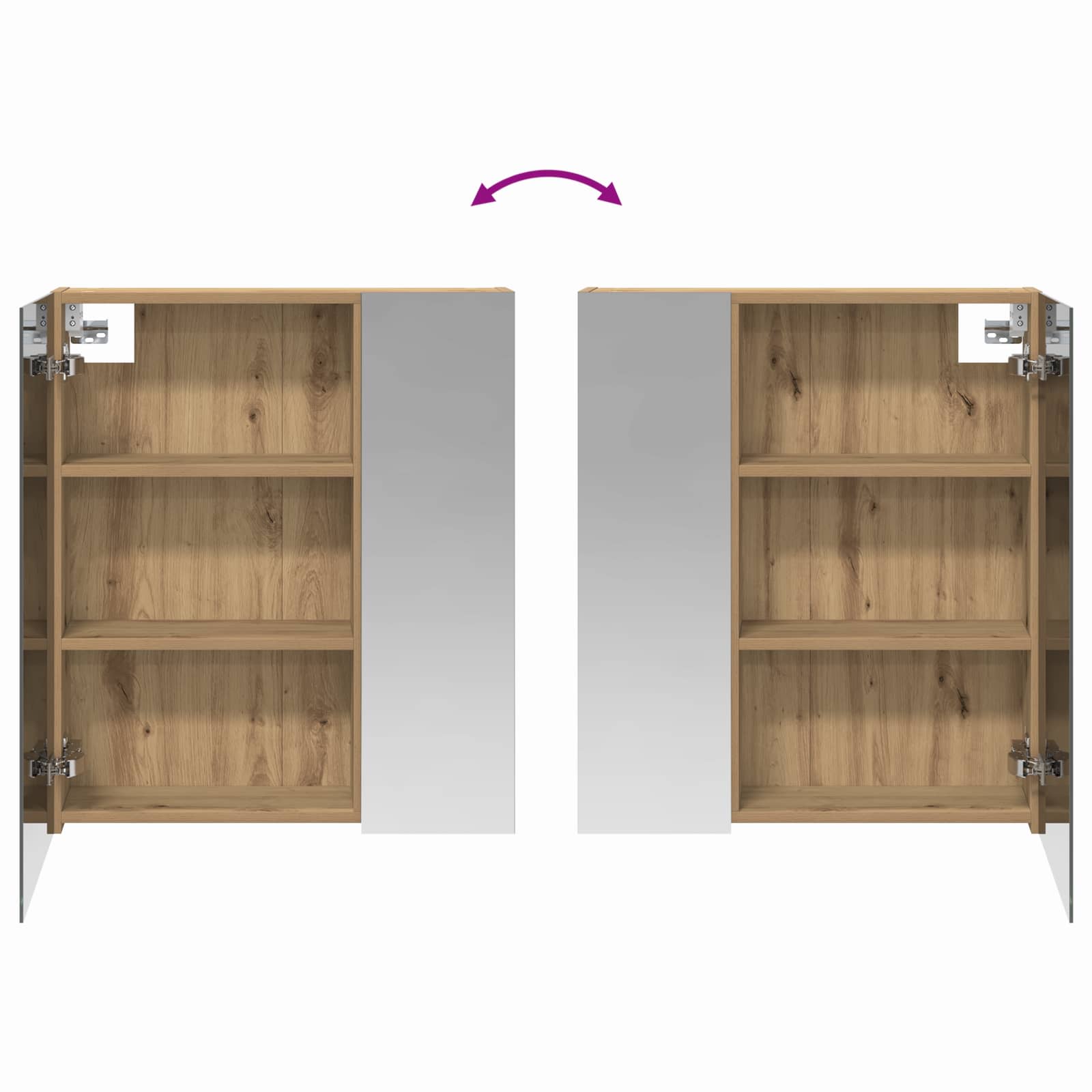 Kupaonski ormar s ogledalom s policom Umjetnička hrastovina