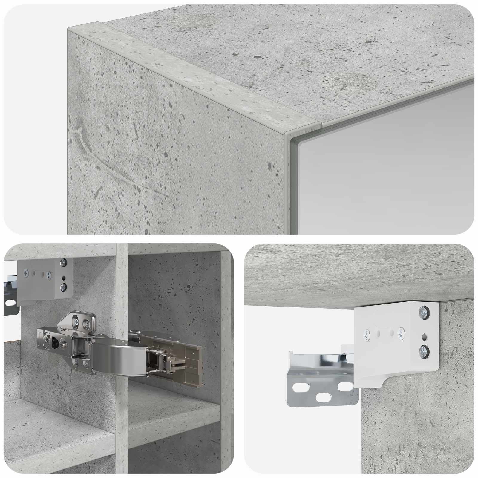 Kupaonski ormar s ogledalom Betonski sivi 60 x 14,5 x 50 cm