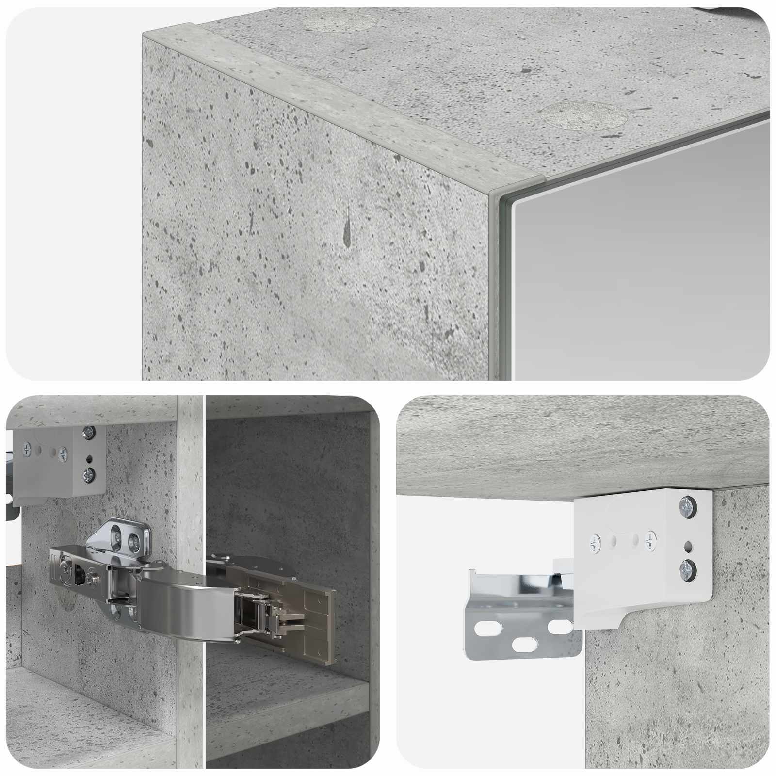 Kupaonski ormar s ogledalom Betonski sivi 60 x 14,5 x 50 cm