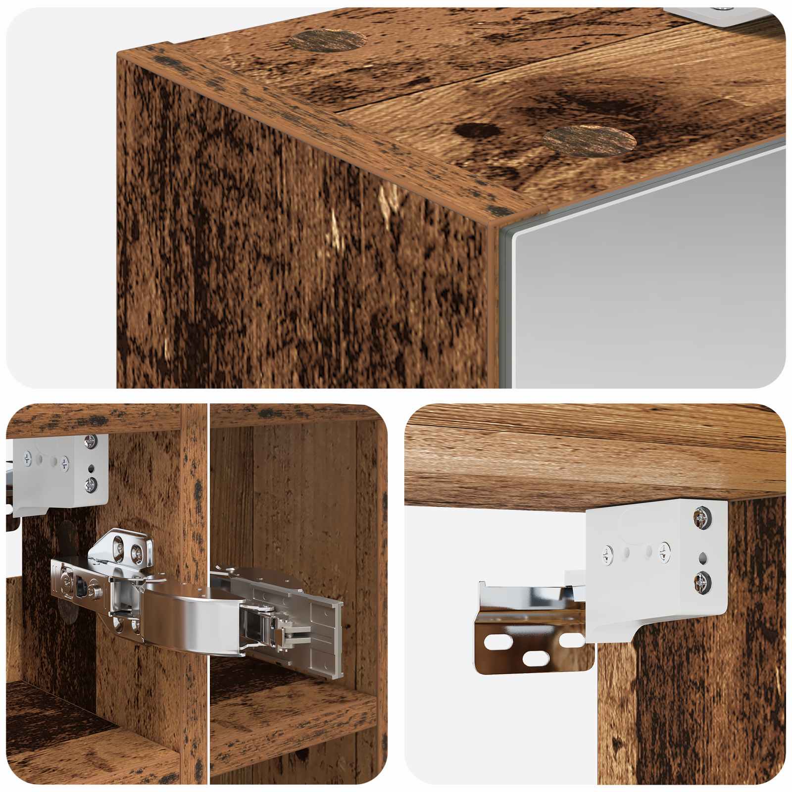 Kupaonski ormar s ogledalom Staro drvo 60 x 14,5 x 50 cm