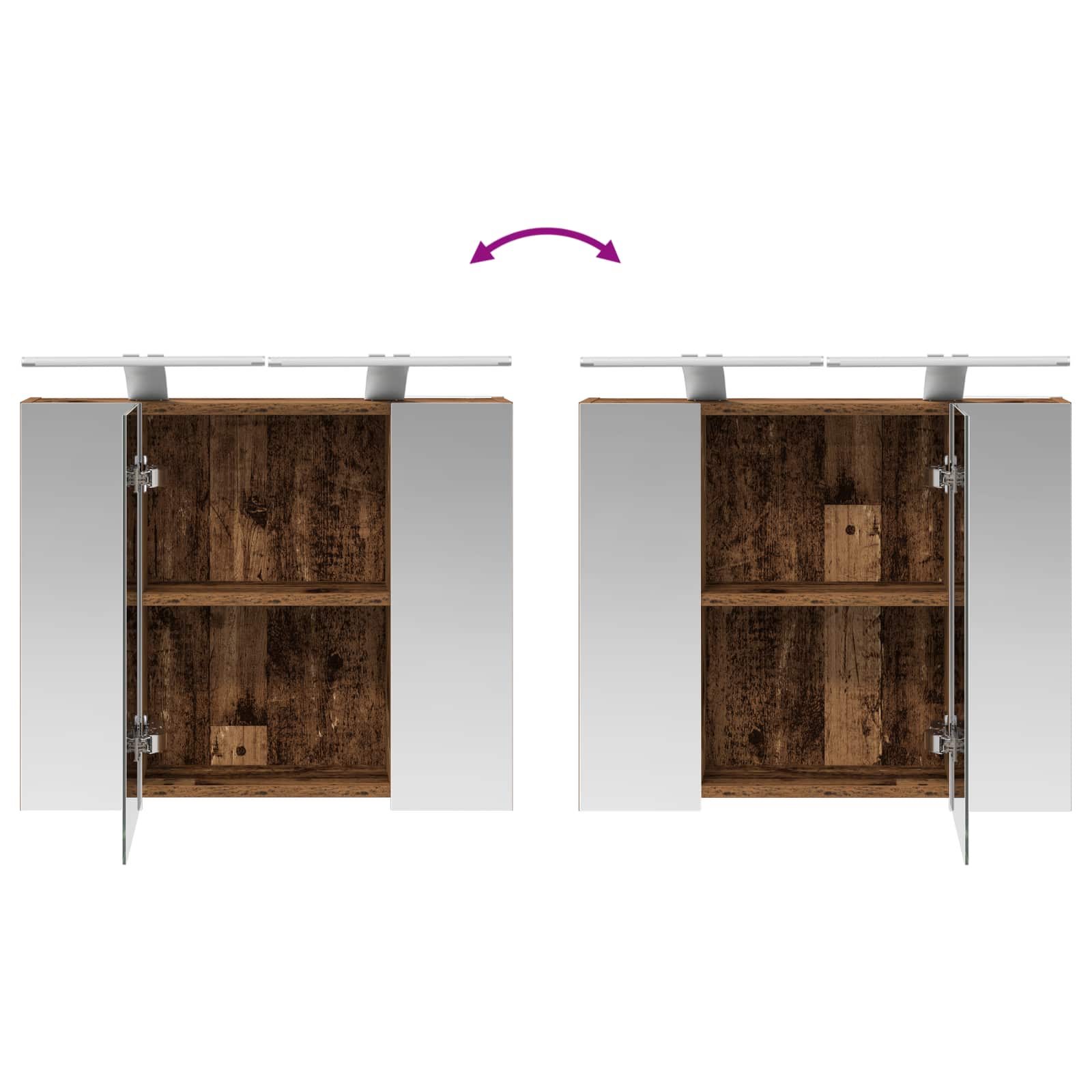 Kupaonski ormar s ogledalom Staro drvo 60 x 14,5 x 50 cm
