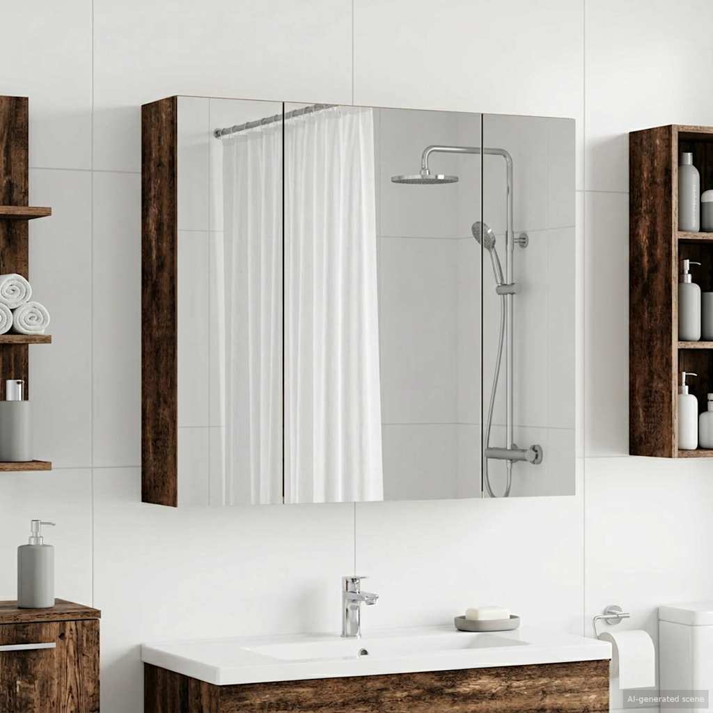 Kupaonski ormar s ogledalom Zidne Staro drvo 80 x 14.5 x 70 cm