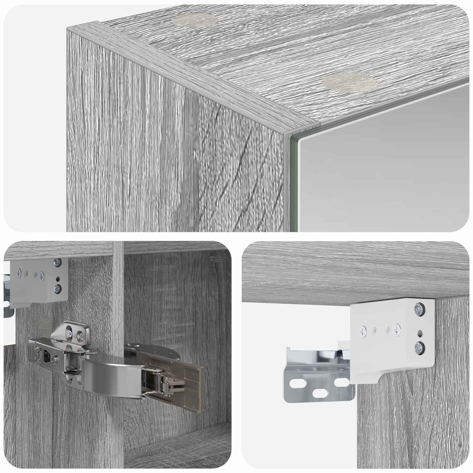 Kupaonski ormar s ogledalom Siva Sonoma 100 x 14,5 x 70 cm