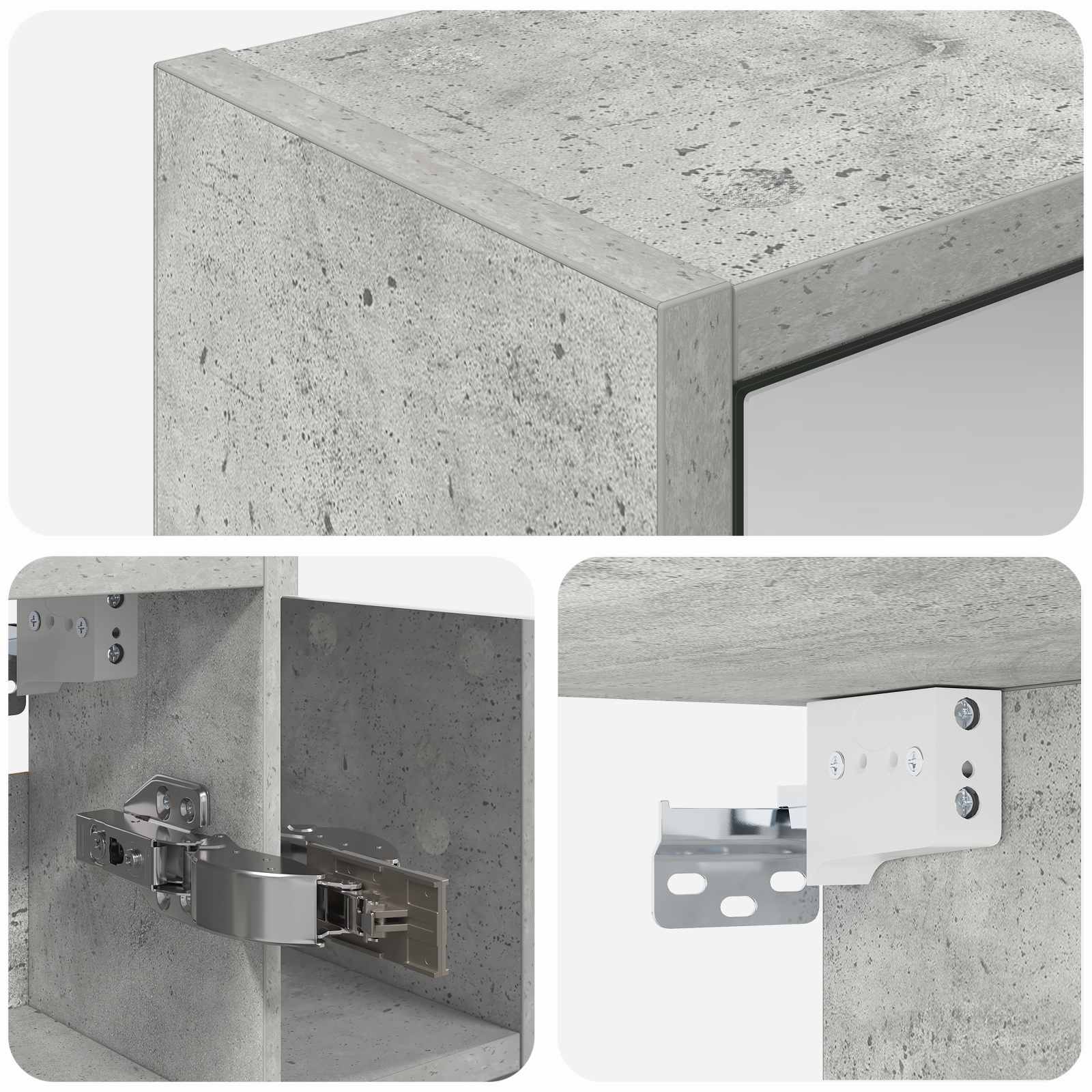 Kupaonski ormar s ogledalom Betonski sivi 63,5 x 16 x 62,5 cm
