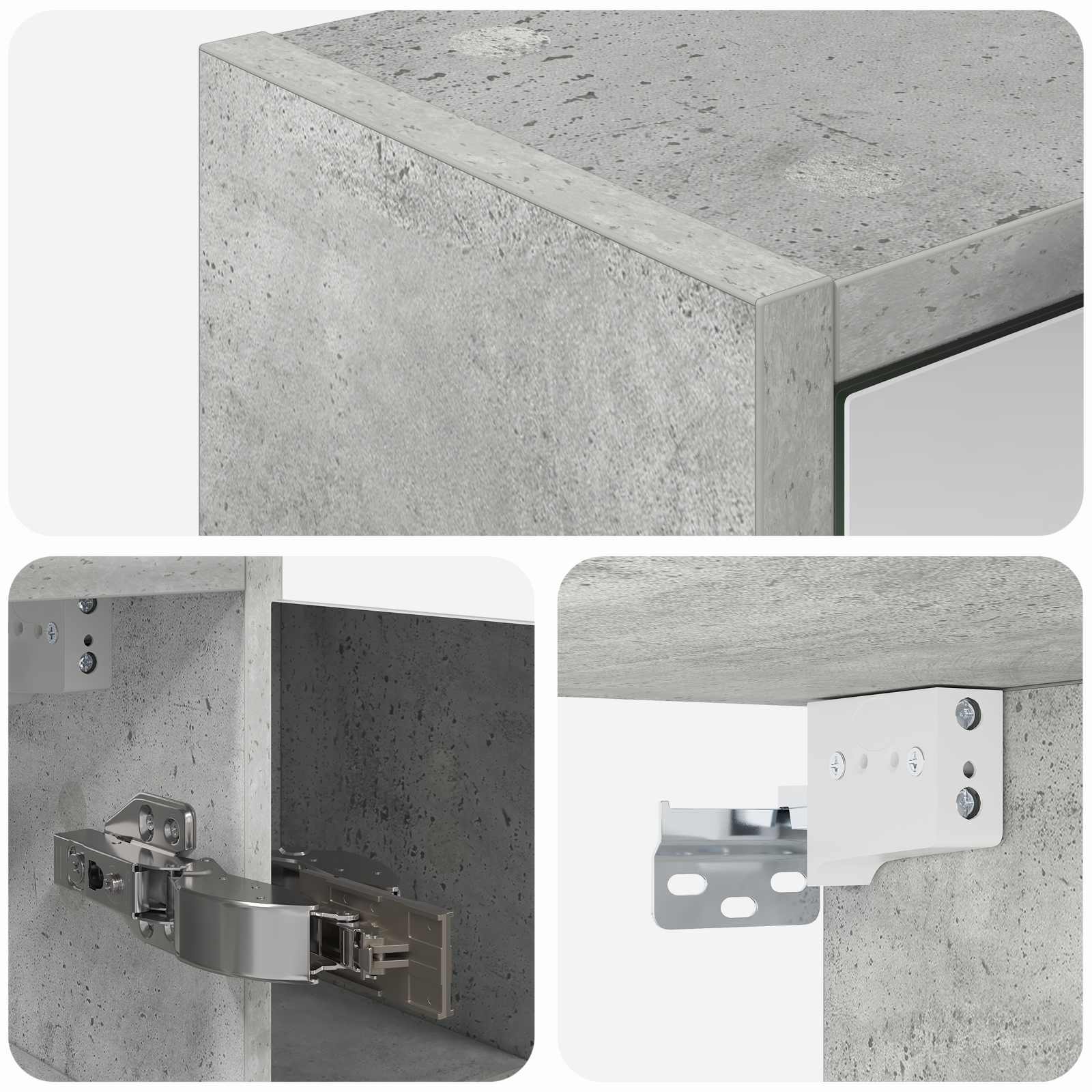 Kupaonski ormar s ogledalom Betonski sivi 63,5 x 16 x 62,5 cm