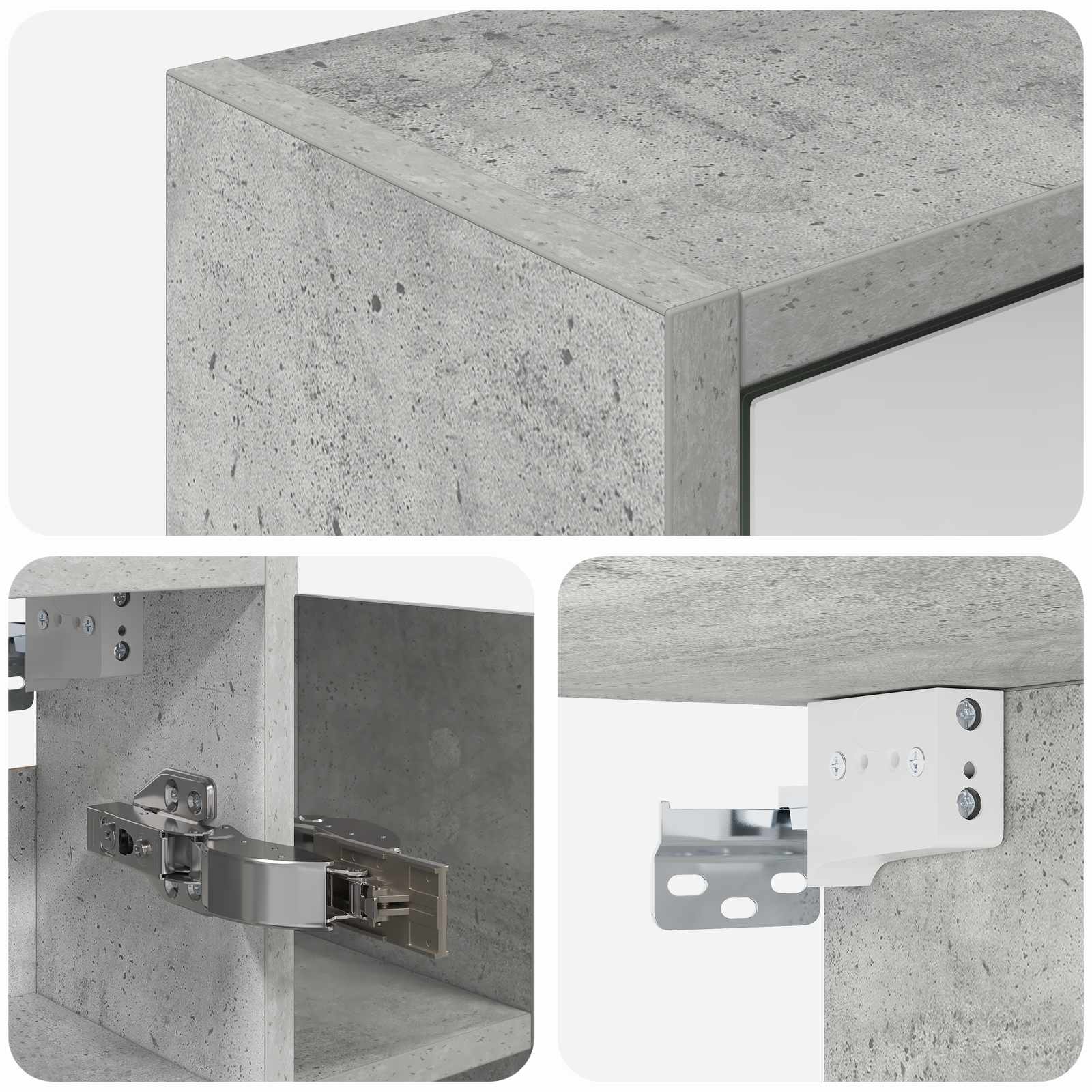 Kupaonski ormar s ogledalom Betonski sivi 73,5 x 16 x 62,5 cm