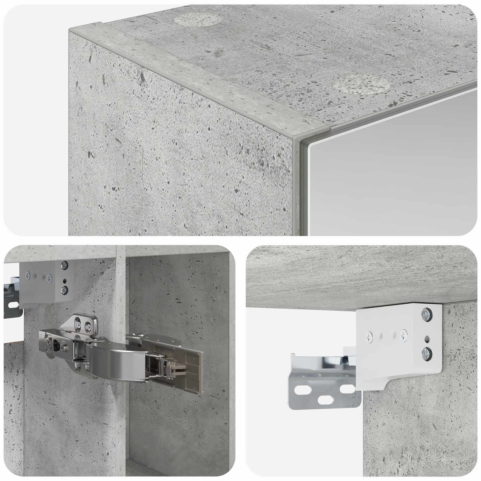 Kupaonski ormar s ogledalom Betonski sivi 60 x 14.5 x 70 cm
