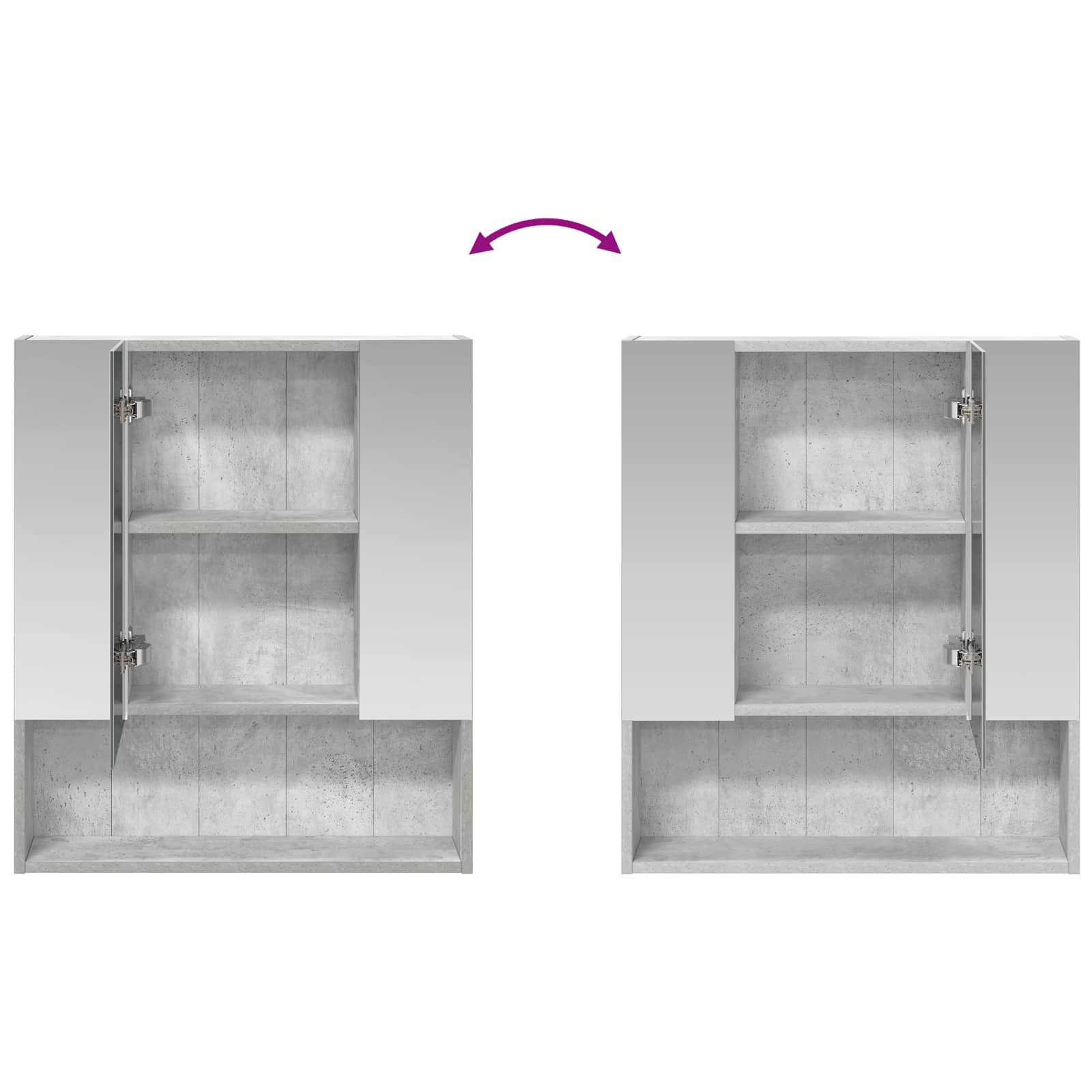 Kupaonski ormar s ogledalom Betonski sivi 60 x 14.5 x 70 cm