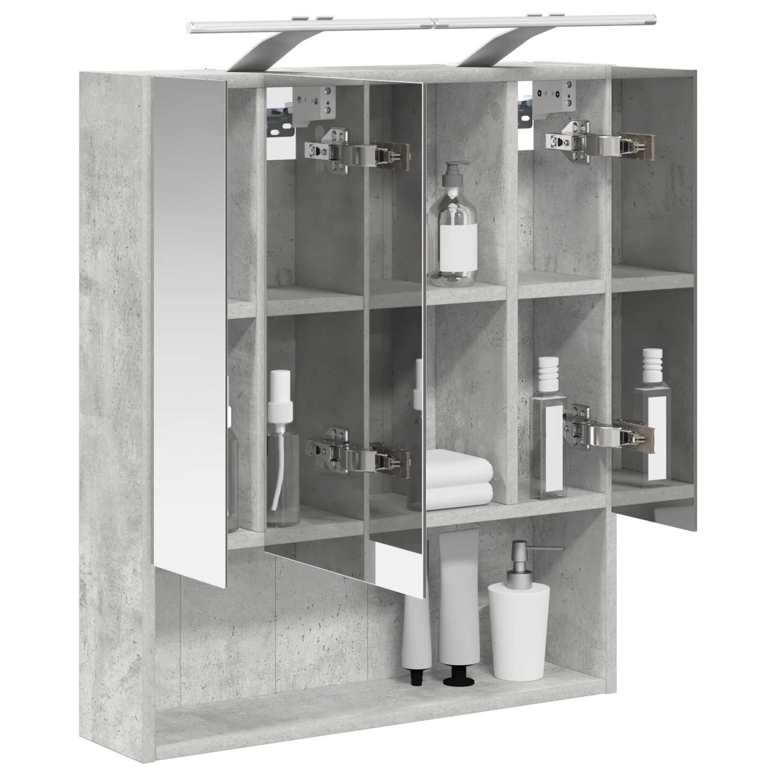 Kupaonski ormar s ogledalom Betonski sivi 60 x 14.5 x 70 cm