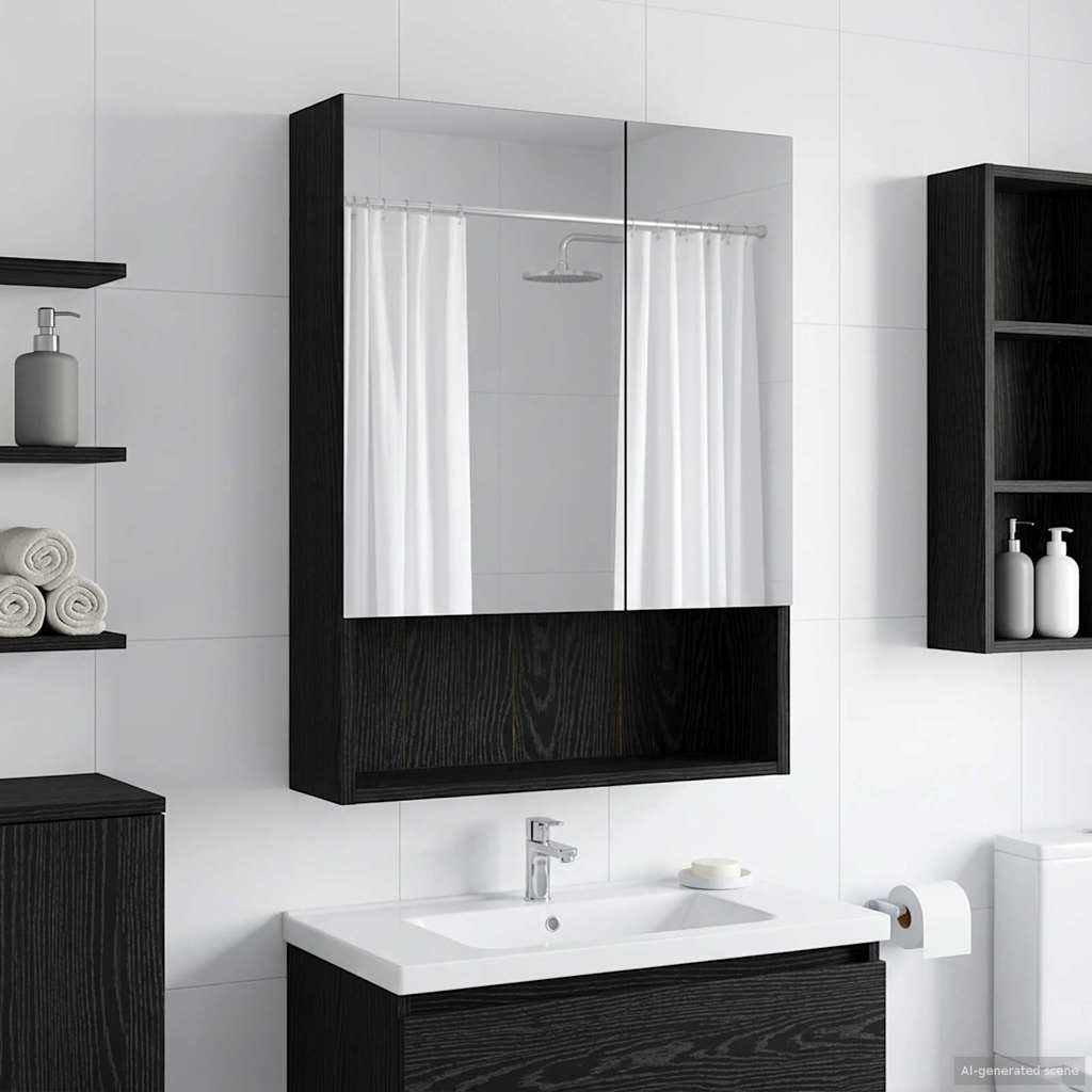 Kupaonski ormar s ogledalom Zidne Crni hrast 50 x 14,5 x 70 cm