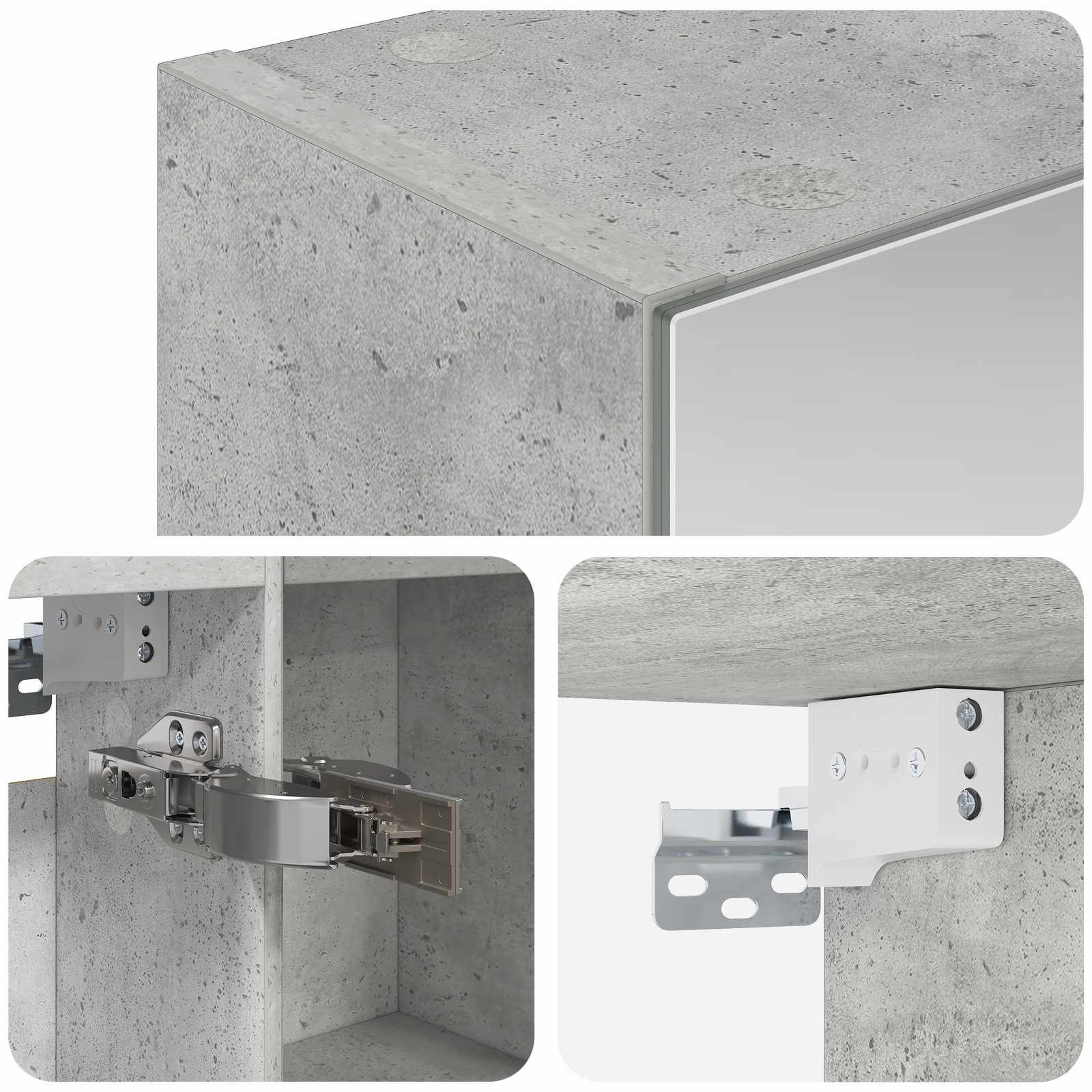 Kupaonski ormar s ogledalom Betonski sivi 50 x 14,5 x 70 cm